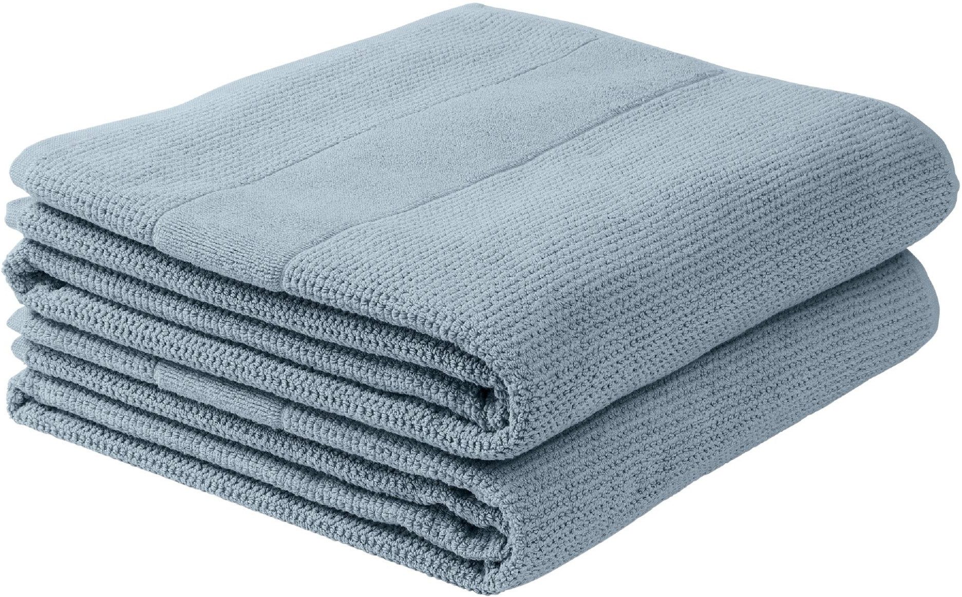 Schiesser Duschtücher Turin aus 100% Baumwolle in dezenter Reiskornoptik, Frottier (Set, 2-St), OEKO-TEX® MADE IN GREEN