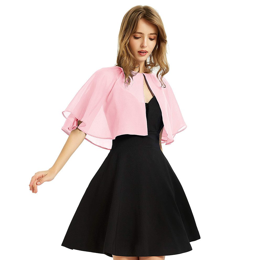 Zaewry Bolero Damen-Bolero aus Chiffon,Halbarm, kurzes Abendkleid-Schal Schal, Hochzeit, Cape, Bolero, Chiffon Coverup,Sommer Strickjacke