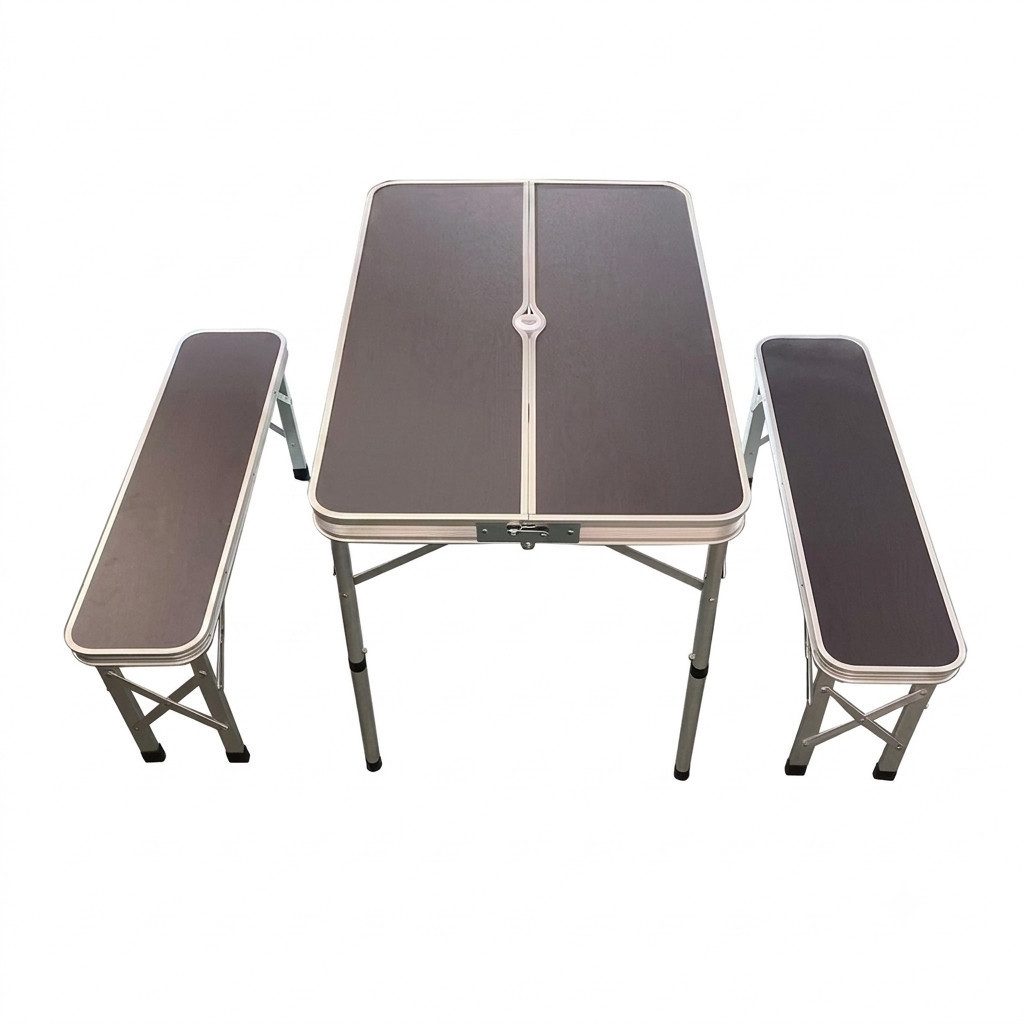 BruKa Campingtisch Set GREEN HILL Klapptisch Bank Aluminium Campingtisch, klappbar Koffertisch