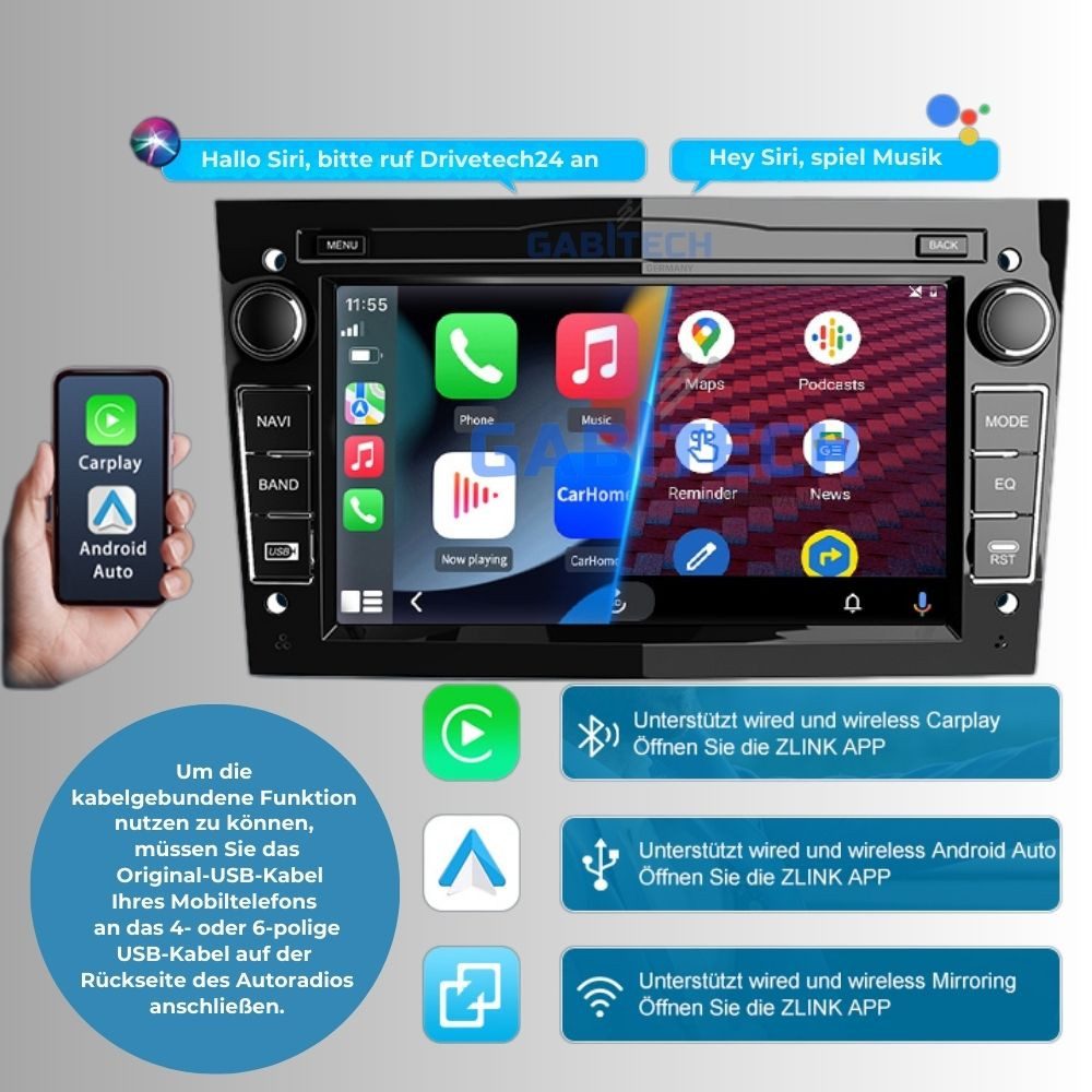 GABITECH 7" Autoradio für Opel Corsa Antara Astra Vectra Signum Zafira Meriva Autoradio (FM / AM-Radio, RDS, DAB+ Optional, Android 13 Drahtlos Carplay und Android Auto. 4GB RAM 64GB ROM 8-Core)