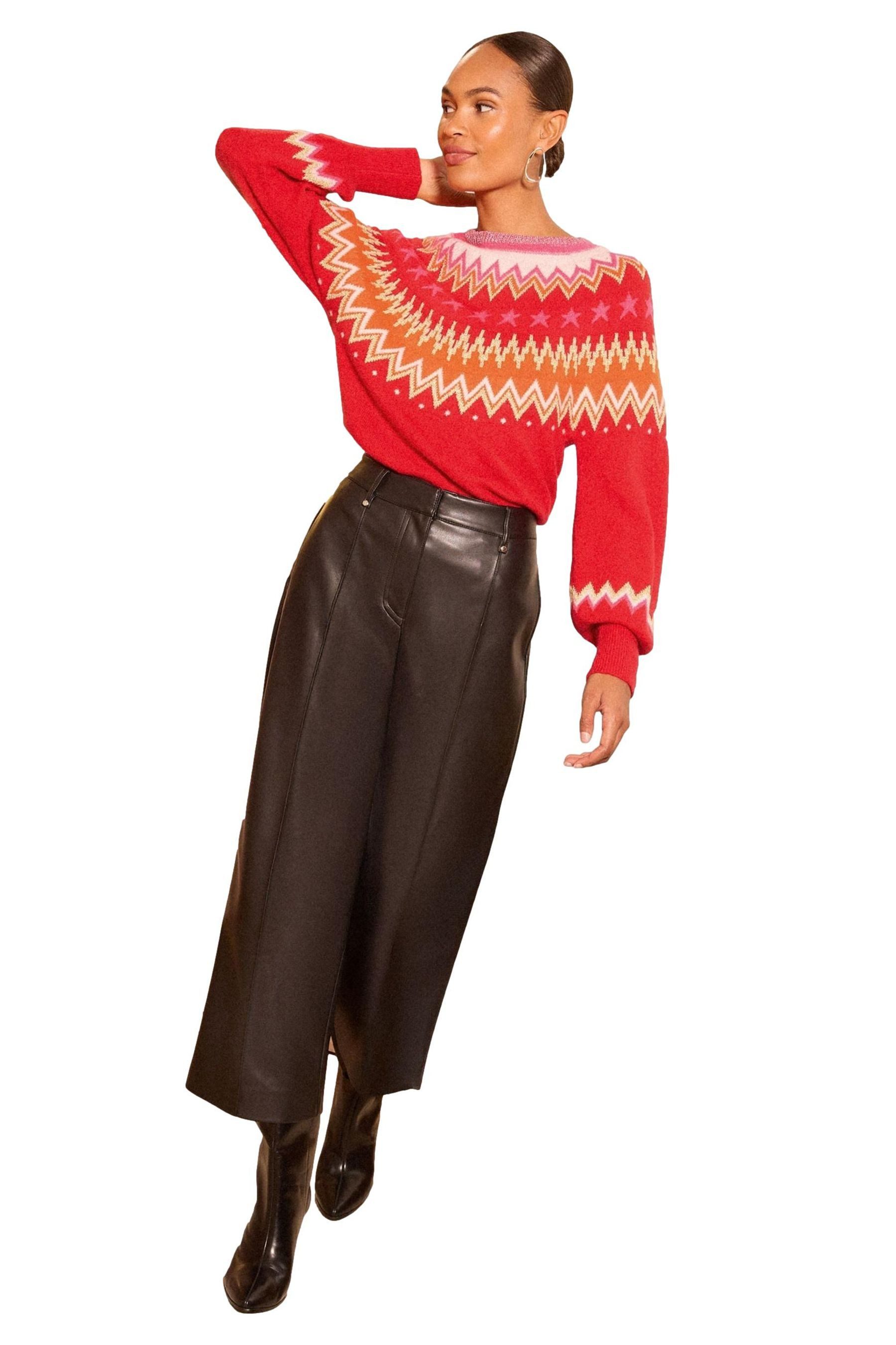 Rundhalspullover Love & Roses Gemusterter Pullover, Regular