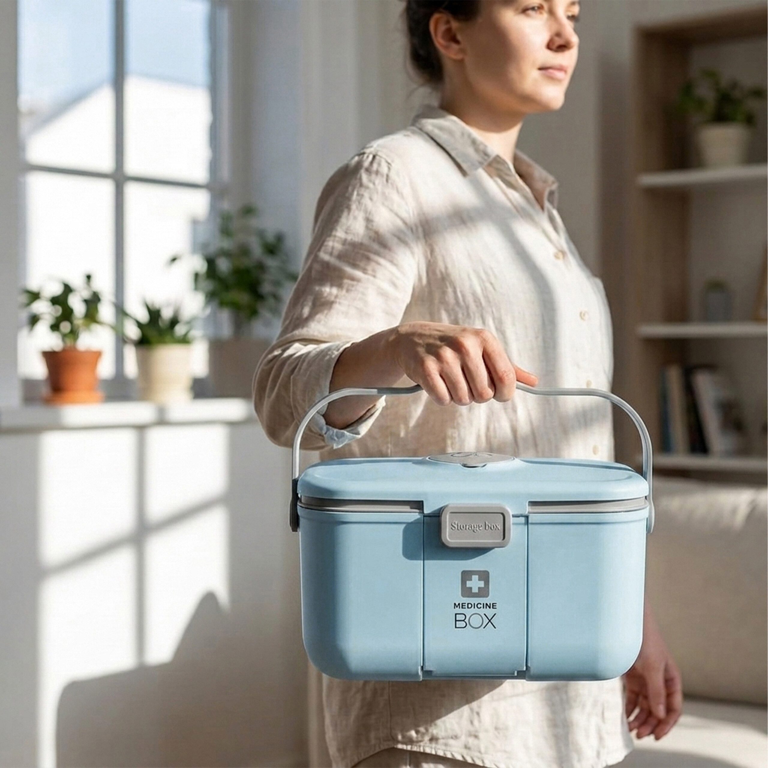 relaxdays Erste-Hilfe-Koffer Medizinbox aus Kunststoff, (1 St), blau – Bild 3 von 5