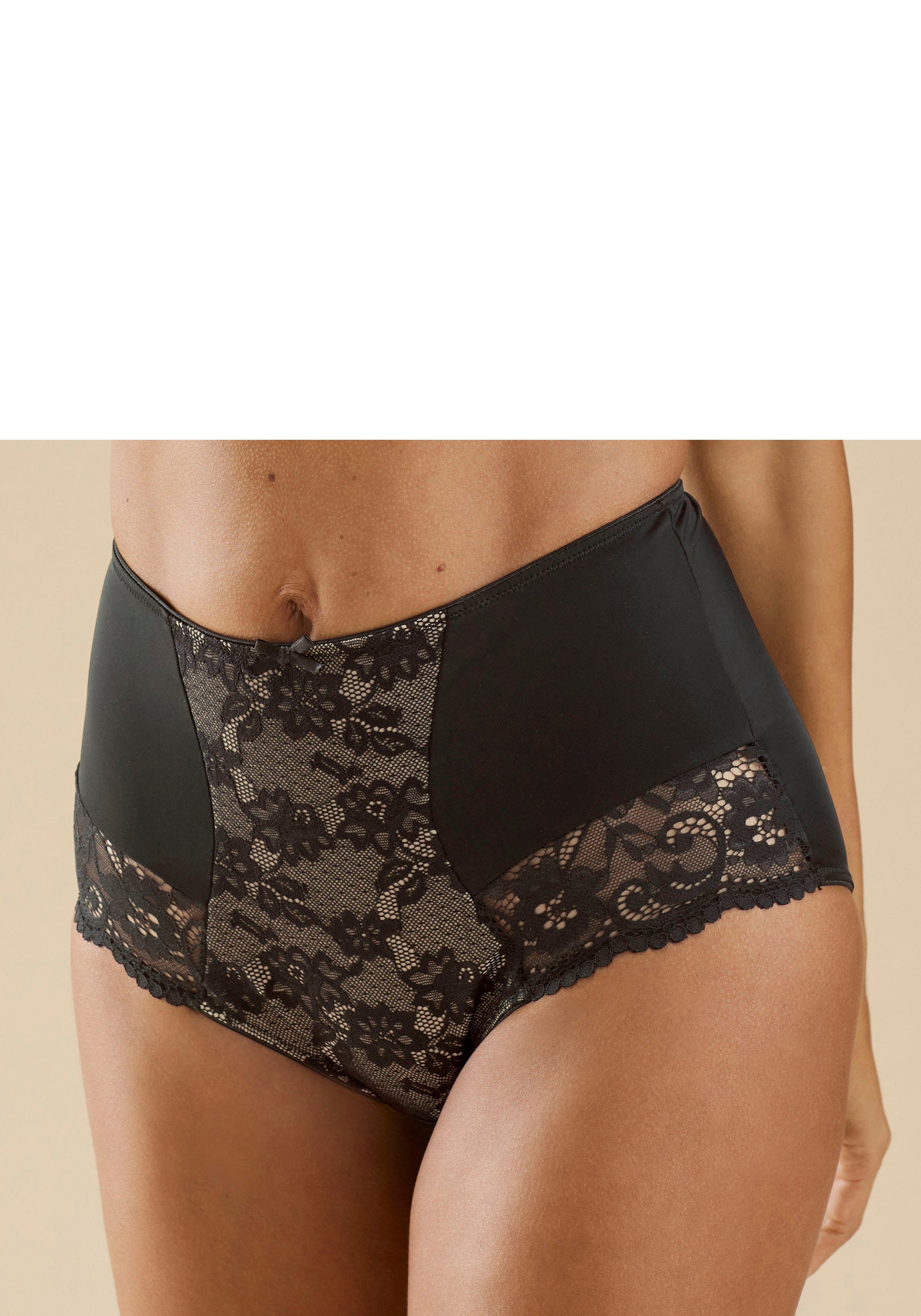 mit schwarz-nougat Spitzeneinsätzen High-Waist-Panty Nuance