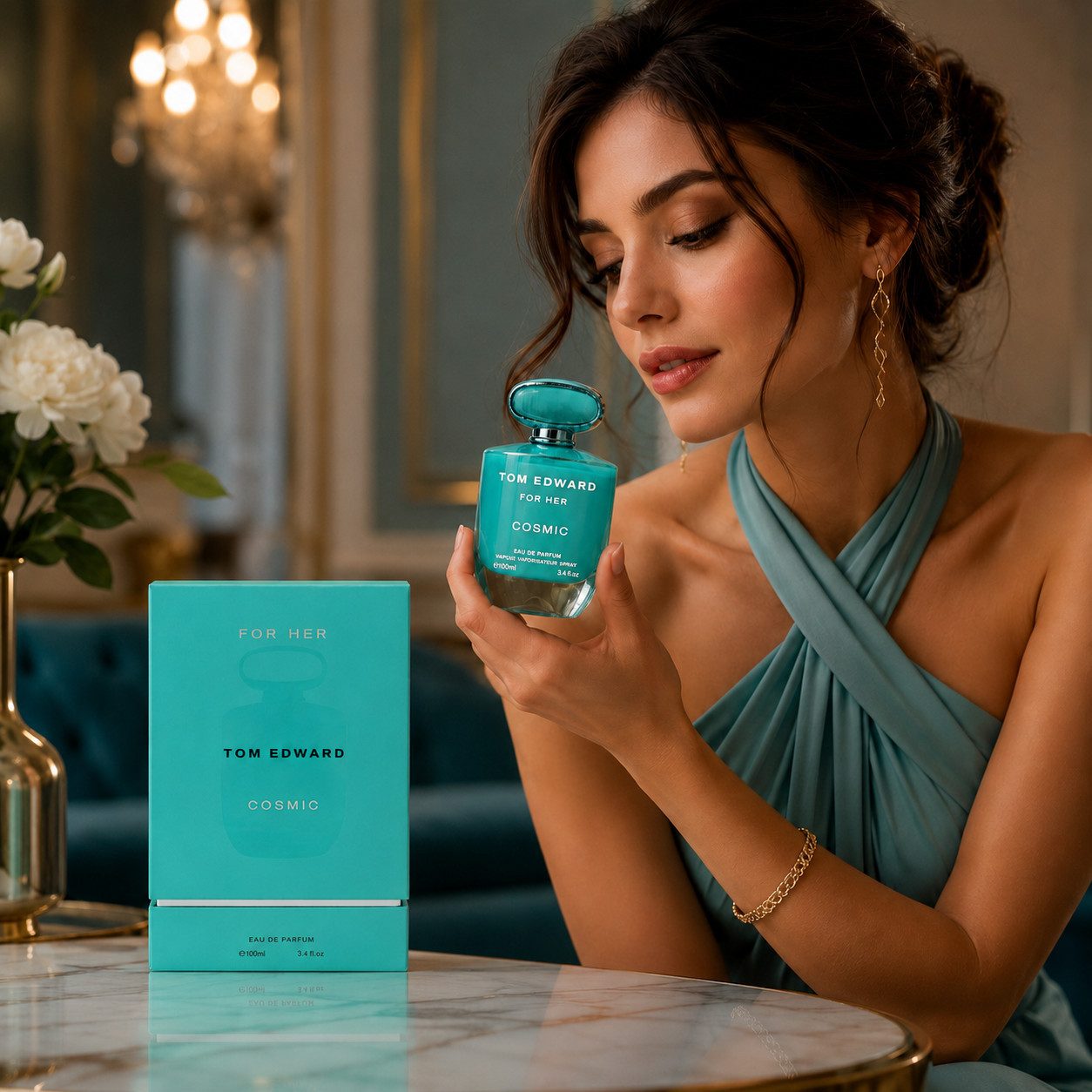 TOM EDWARD Eau de Parfum Tom Edward Cosmic for Her Damenduft Wurzig Orientalish Holzig e100 ml, Hergestellt in UK, Premium Damenduft, Langanhaltend, Schone Verpackung