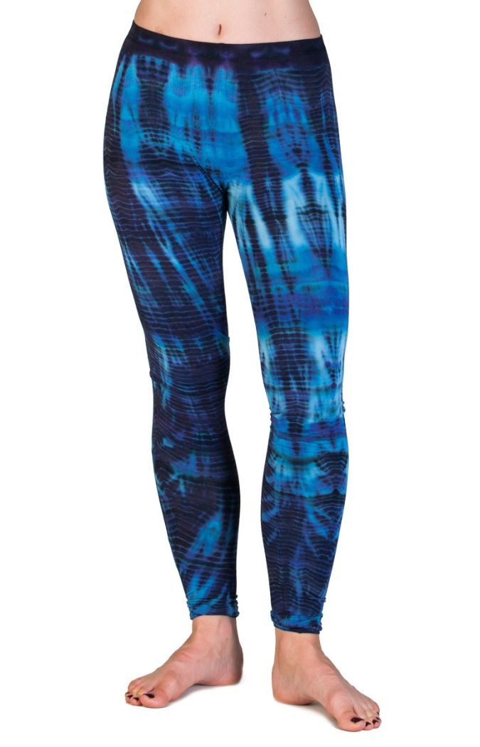 PANASIAM Leggings handgefärbte Unikat Batik Leggings aus natürlicher Viskose Goa Hose im Batik Look Yogaleggings Sporthose Sportleggings lange Leggings