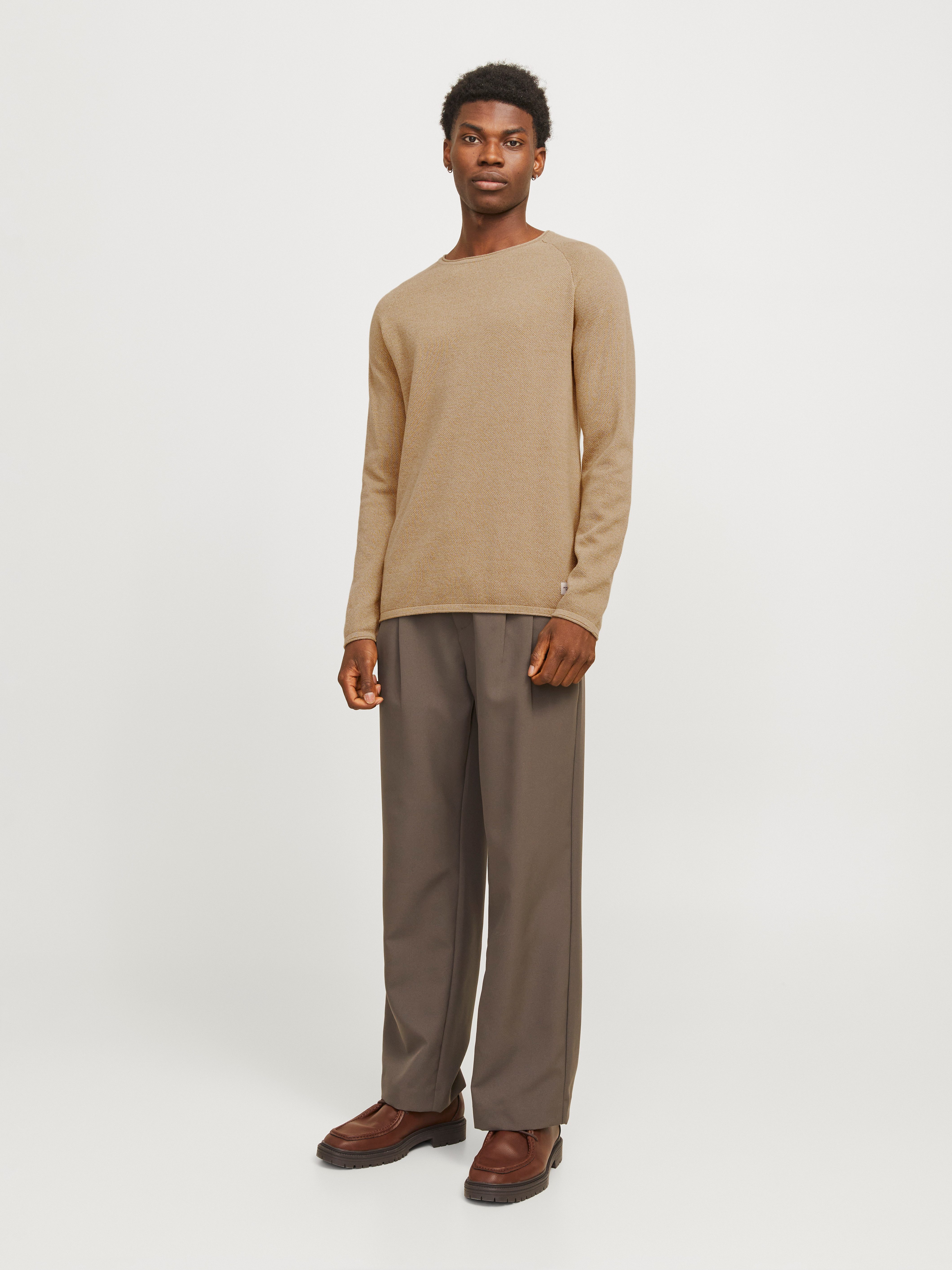 Jack & Jones Rundhalspullover JJEHILL KNIT CREW NECK NOOS Baumwolle, regular fit