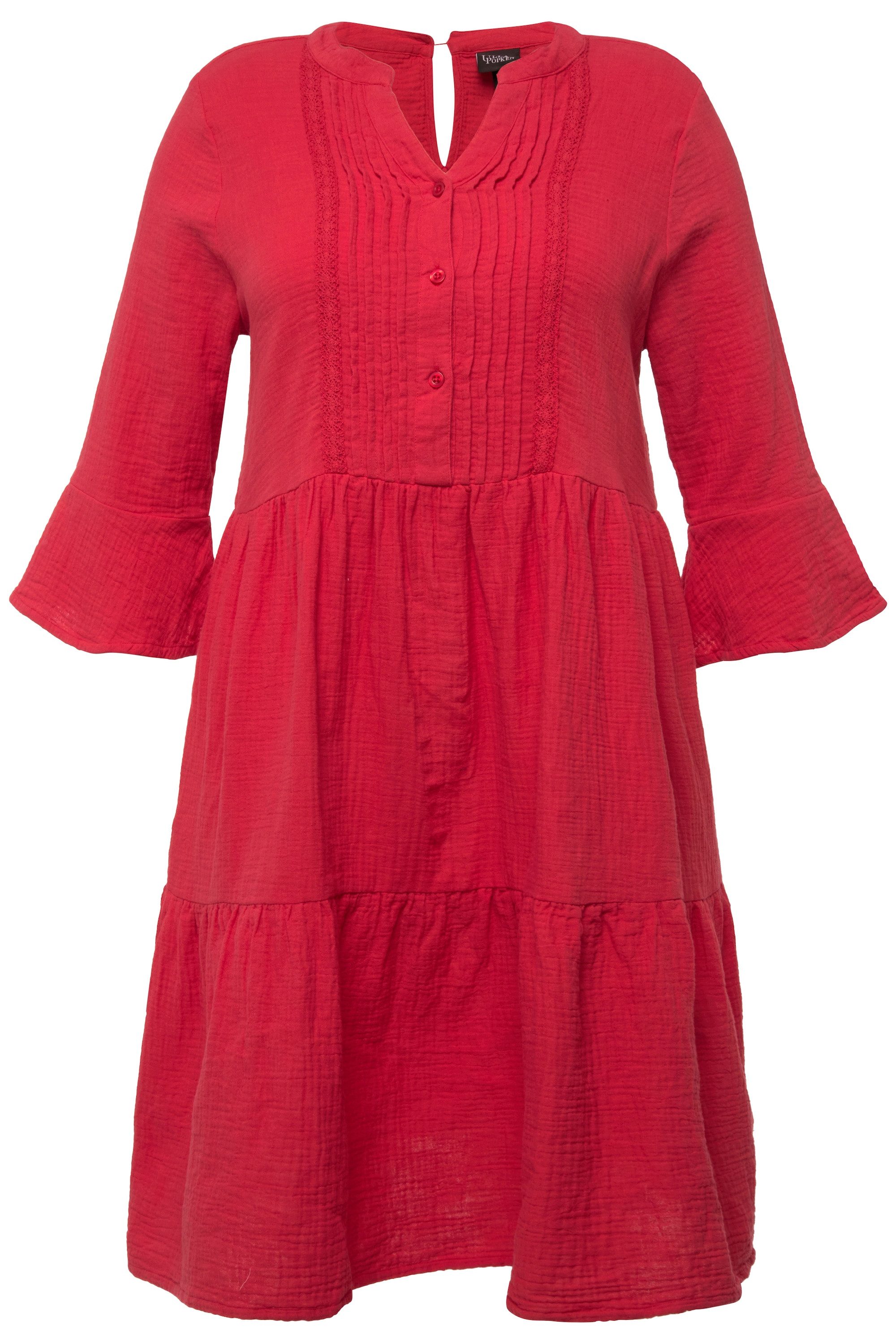 Ulla Popken Jerseykleid Musselin-Kleid A-Linie Tunika-Ausschnitt günstig online kaufen