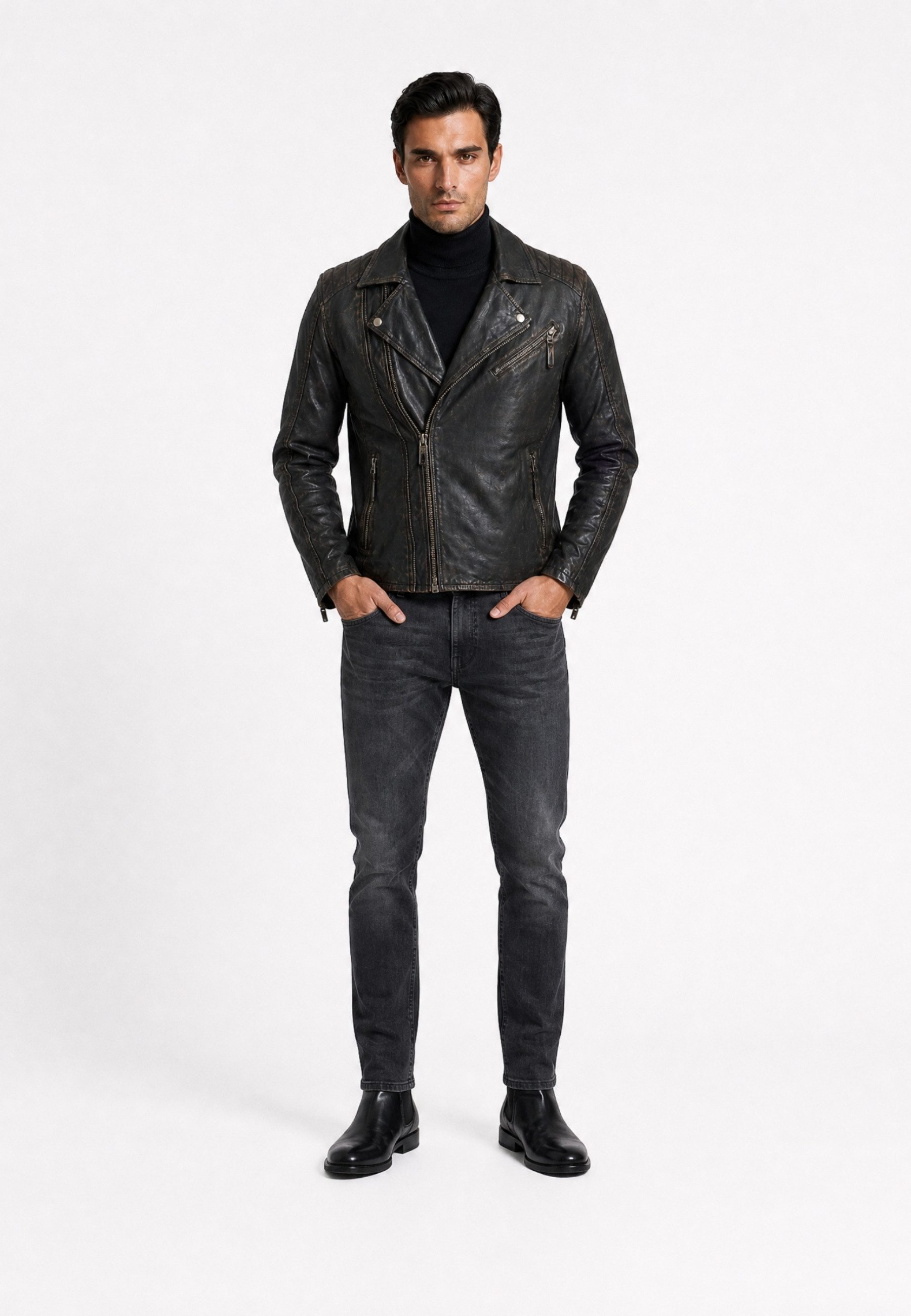 RICANO Matteo Vintage Bikerjacke aus Lammleder