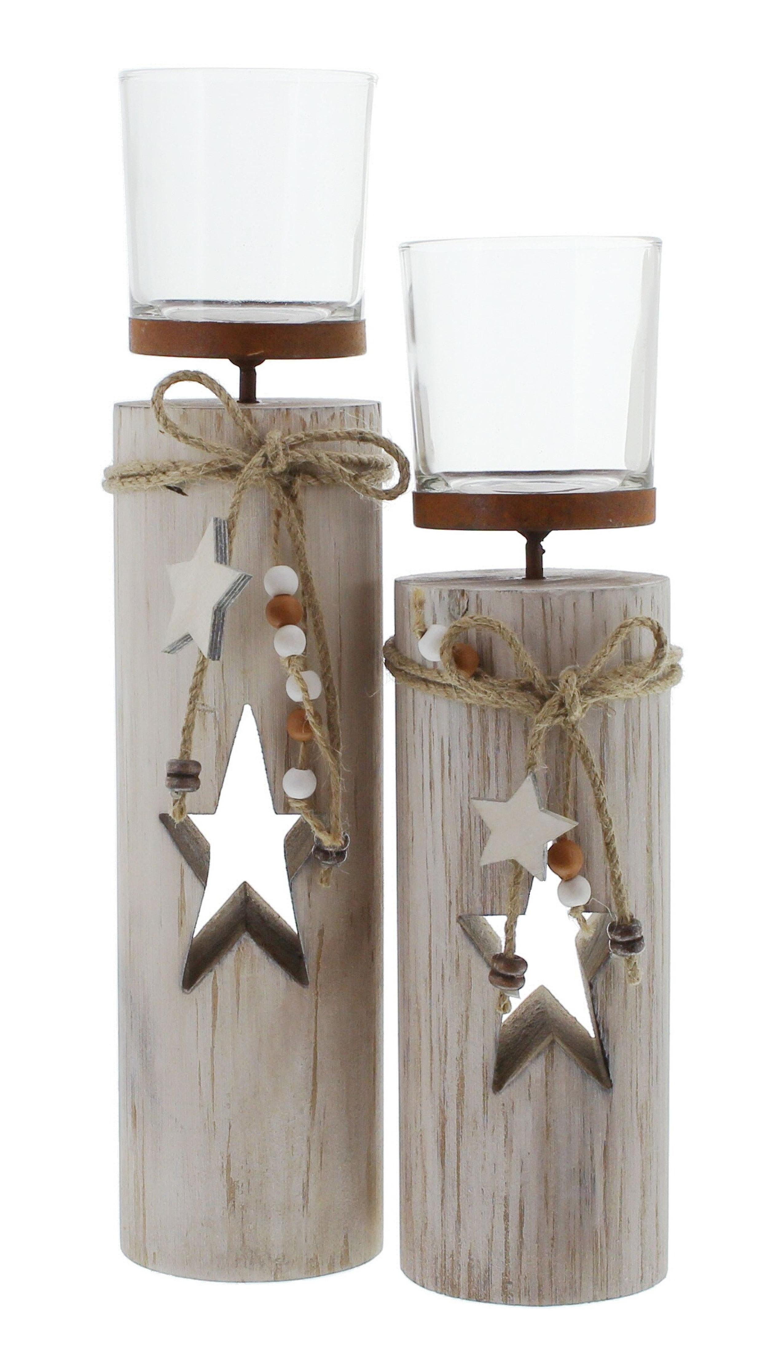 Frank Flechtwaren Windlicht Windlicht "Sternchen", 2er Set