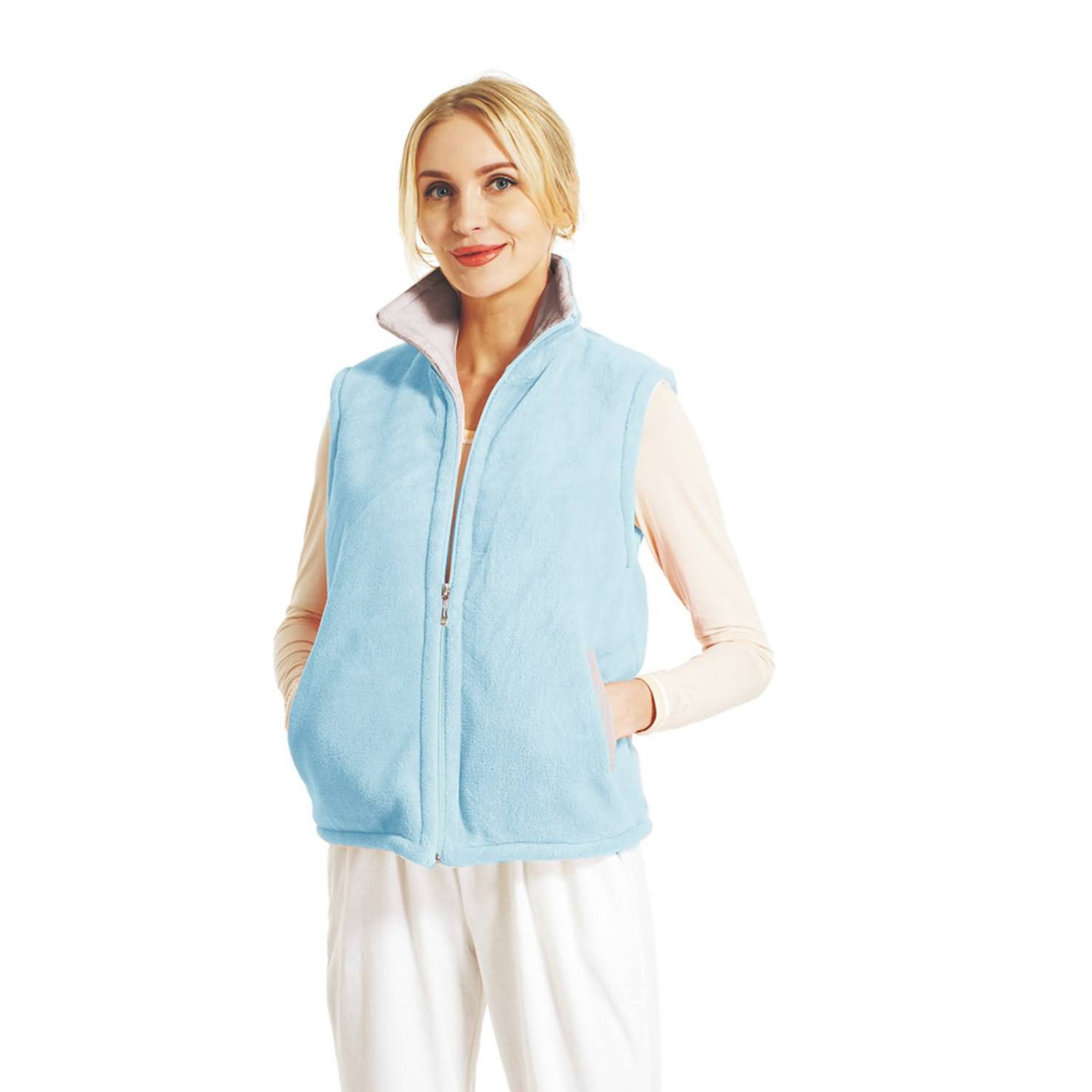 M-Diamant Fleeceweste Damen Wende-Flauschweste aus Micro-Velours mit Reißve günstig online kaufen