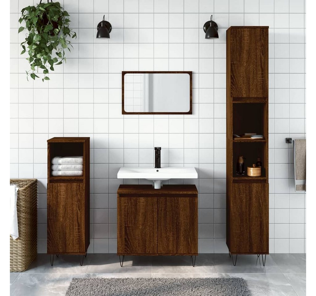 Thumbnail - vidaXL Waschtisch Badschrank Braun Eichen-Optik 58x33x60 cm Spanplatte
