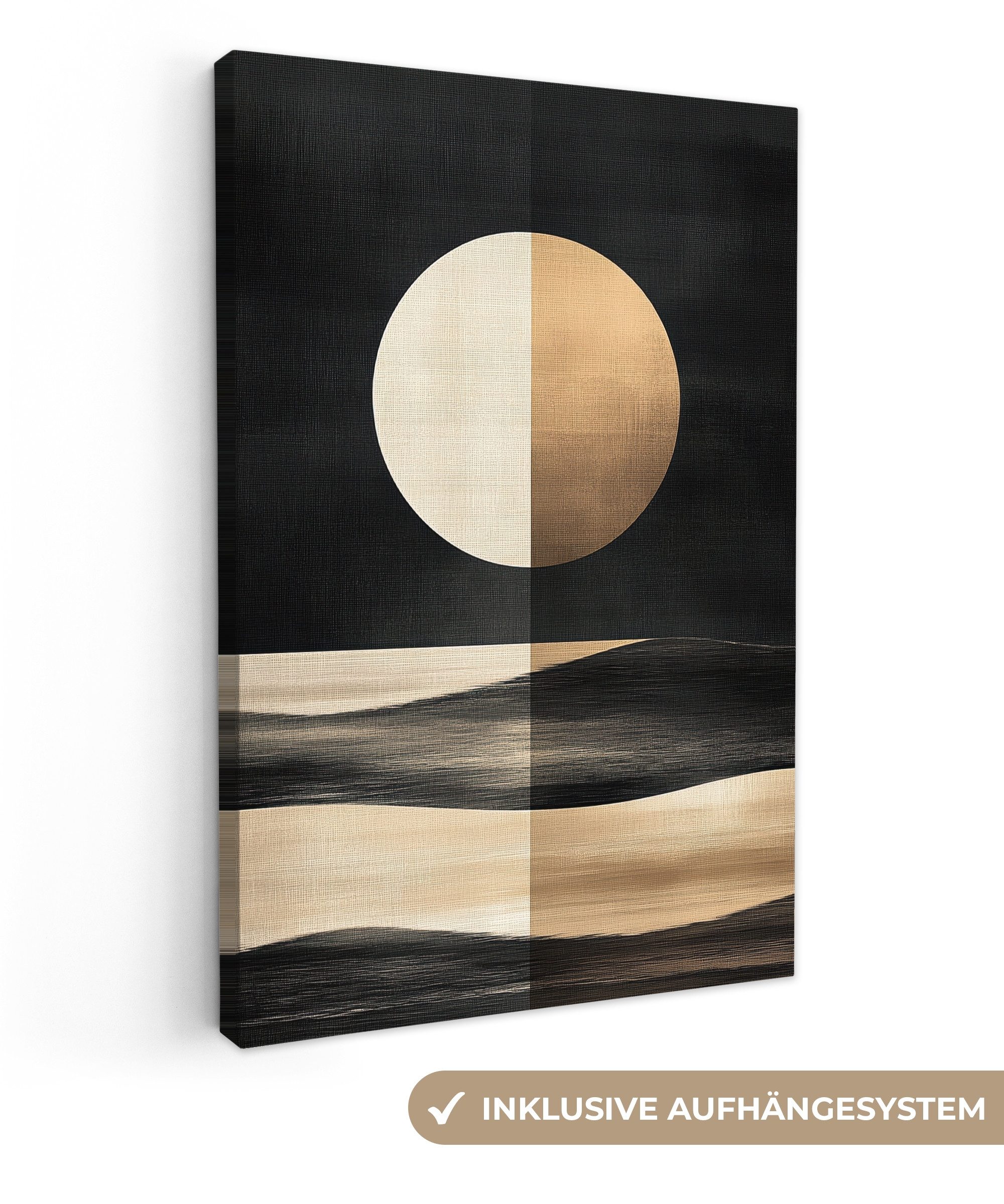 OneMillionCanvasses® Leinwandbild Mond - Kreis - Gold, Fotodruck (1 St), Le günstig online kaufen