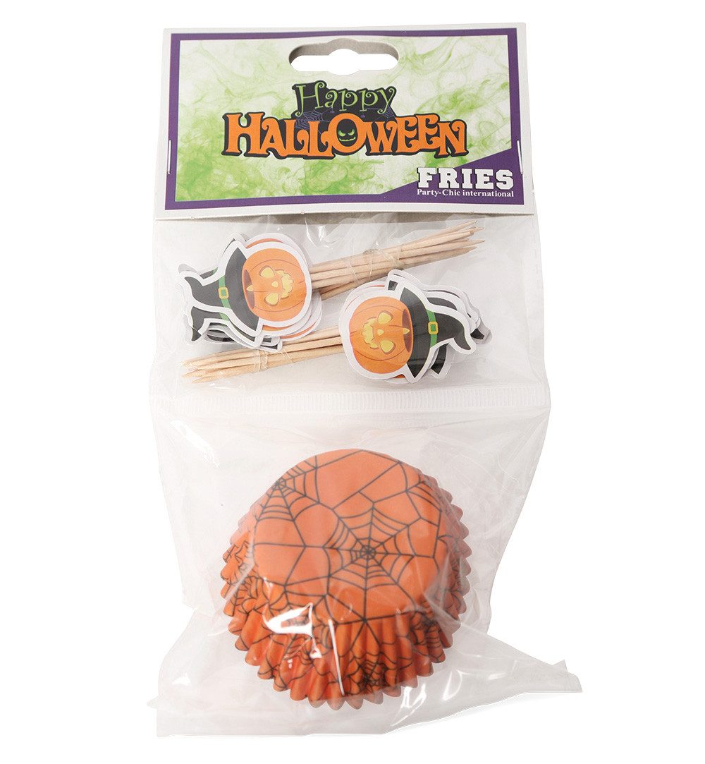 Fries Muffinform Halloween Muffin Back Set 48-tlg 24 Förmchen & 24 Toppers Karneval, 48 teiliges Set