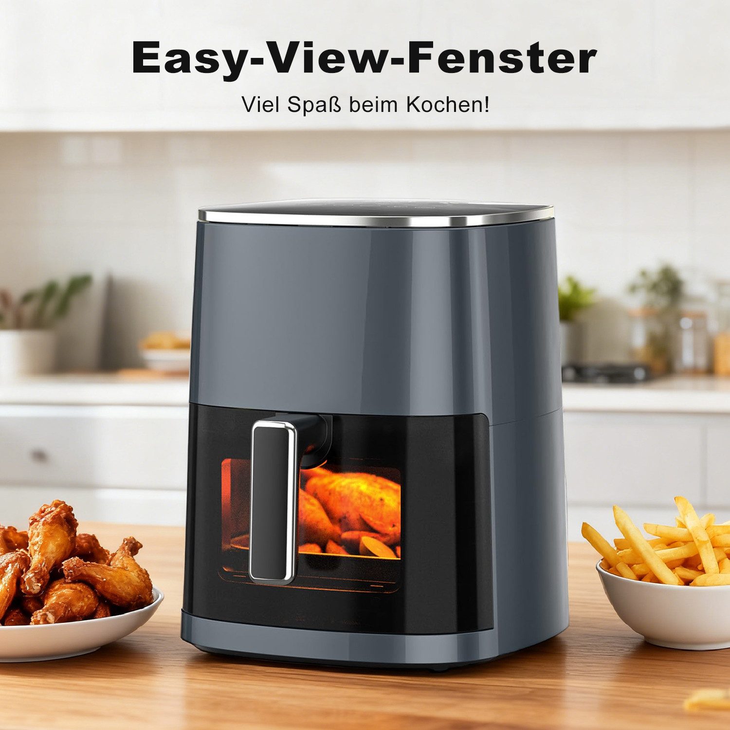 DUMOS Heißluftfritteuse, 6,34 QT – XXL Air Fryer mit Digitaldisplay, 8 Kochprogramme