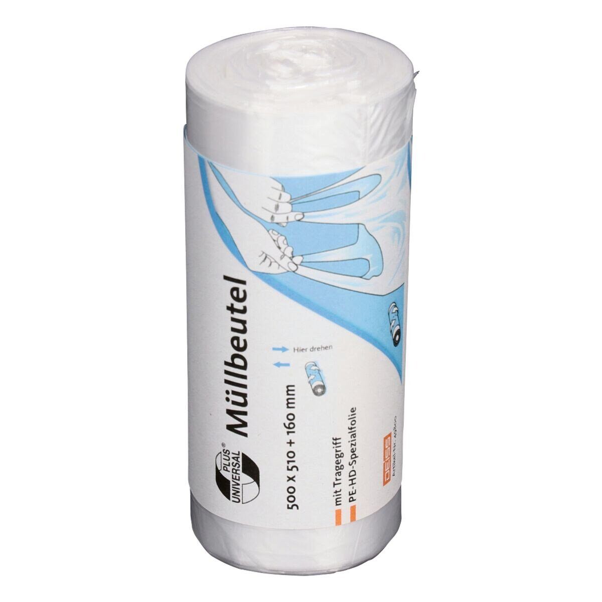 Deiss Müllbeutel UNIVERSAL PLUS®, mit Tragegriffen, 20 Liter, 40 Stück/Rolle, transparent