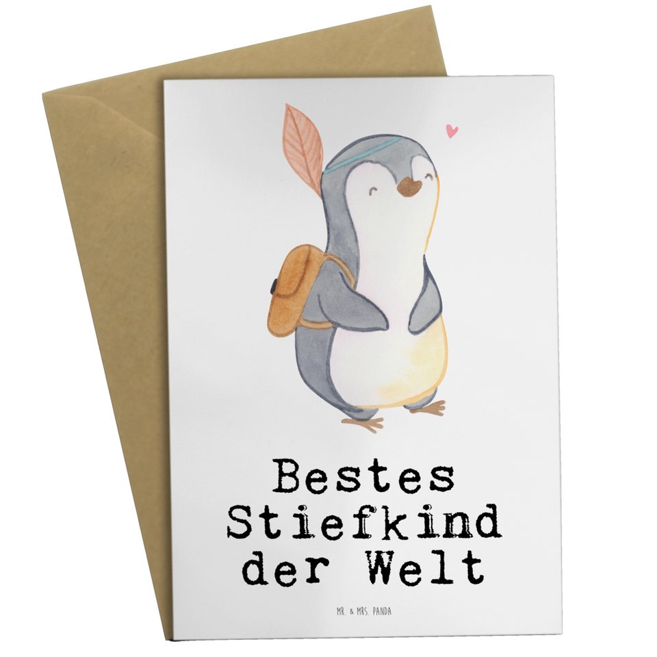 Mr. & Mrs. Panda Grußkarte Pinguin Bestes Stiefkind der Welt