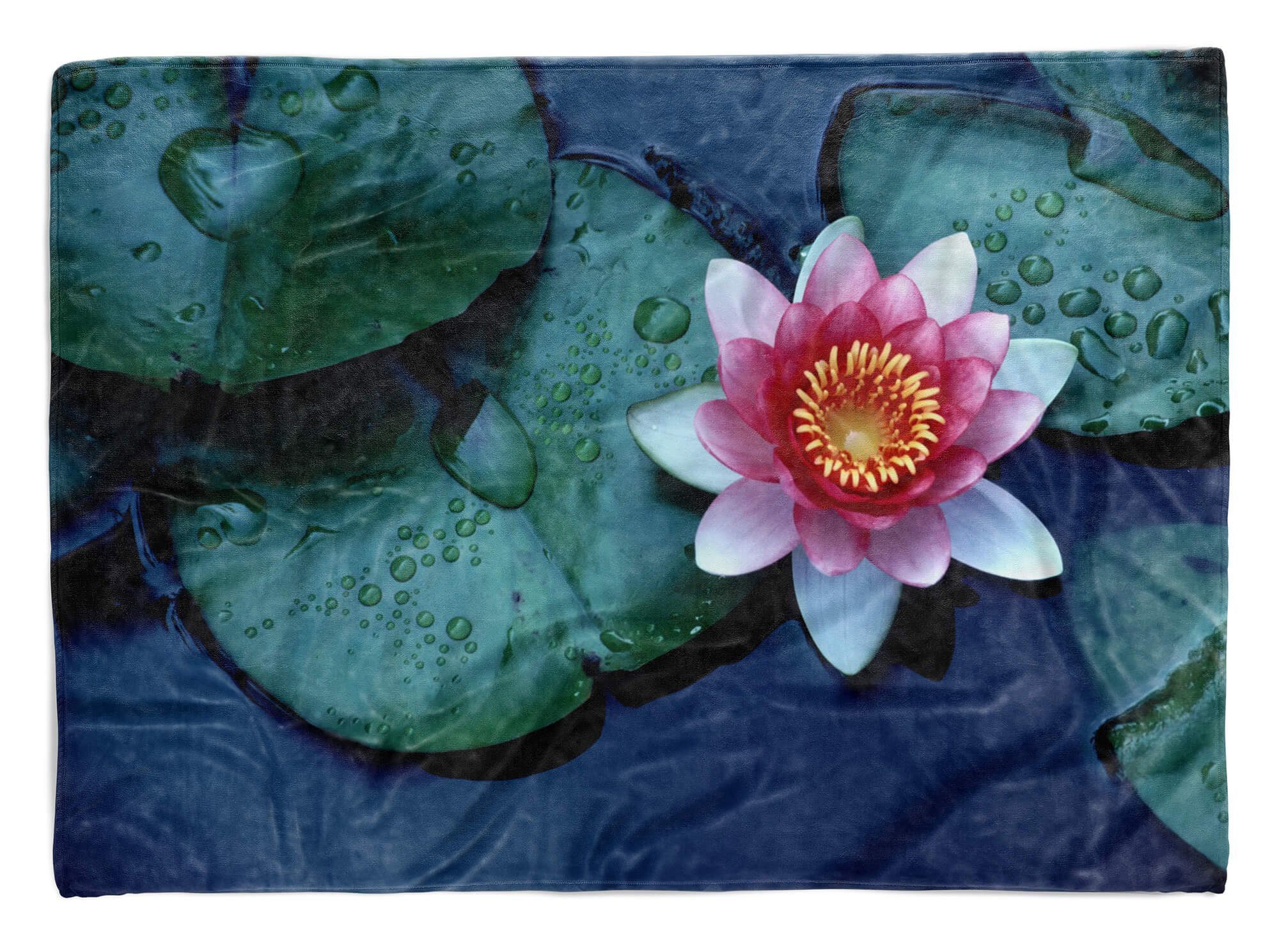 mit Fotomotiv Kuscheldecke (1-St), Sinus Handtuch Blume Handtuch Saunatuch Lotus Strandhandtuch Baumwolle-Polyester-Mix Art Handtücher Blüte,