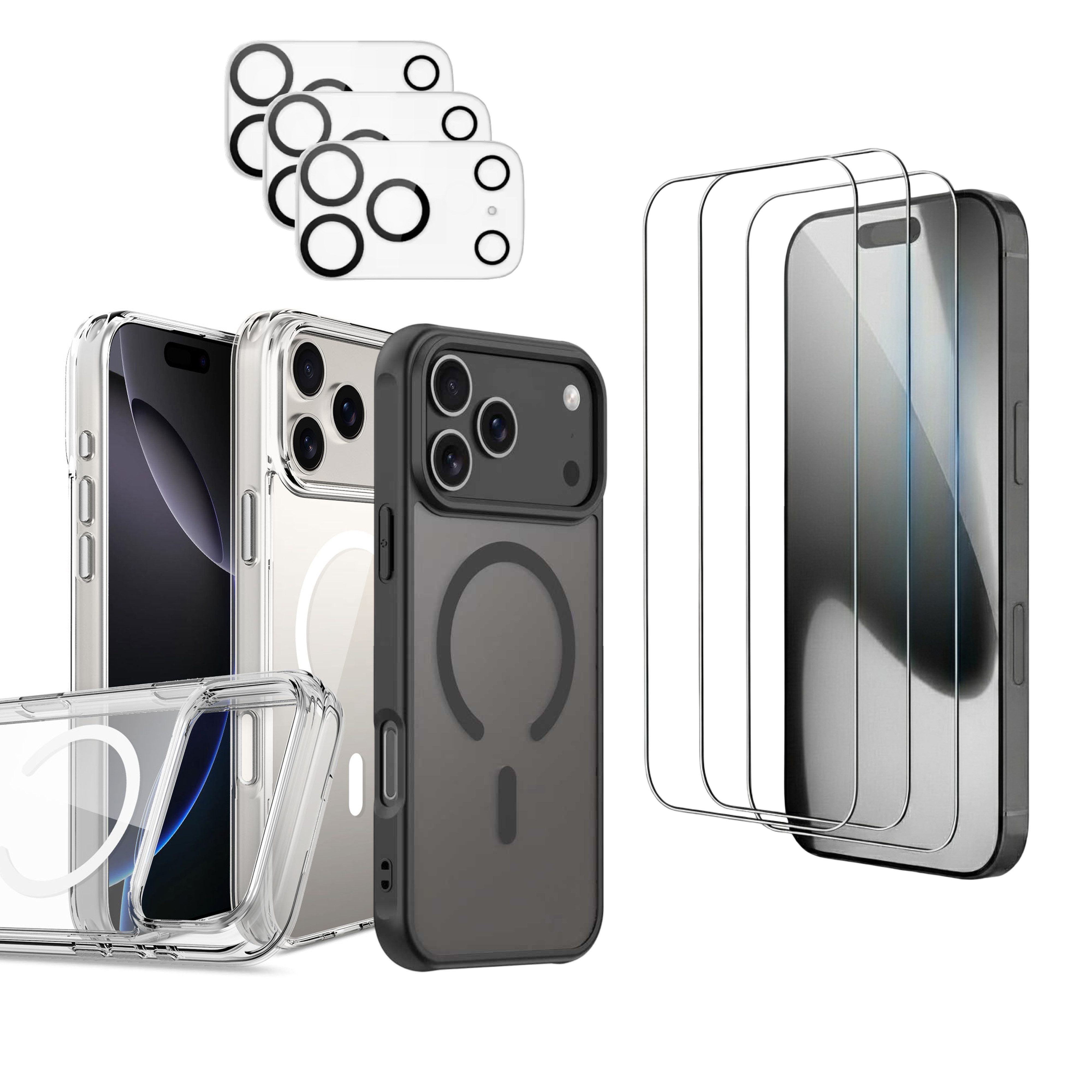 Futurea Smartphone-Hülle iPhone 17 MagSafe Schutzhüllen Case mit 3x Panzerglas und Kameraschutz 6,3 - 6,9 Zoll, für Apple iPhone 17 Air, Pro, Pro Max mit 3x Panzer- Kameraschutzglas