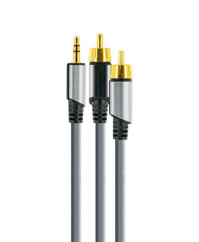 Schwaiger AIAU5010 413 Audio-Kabel, CINCH Stecker, 3,5mm Klinkenstecker, (100 cm), mit Knickschutz