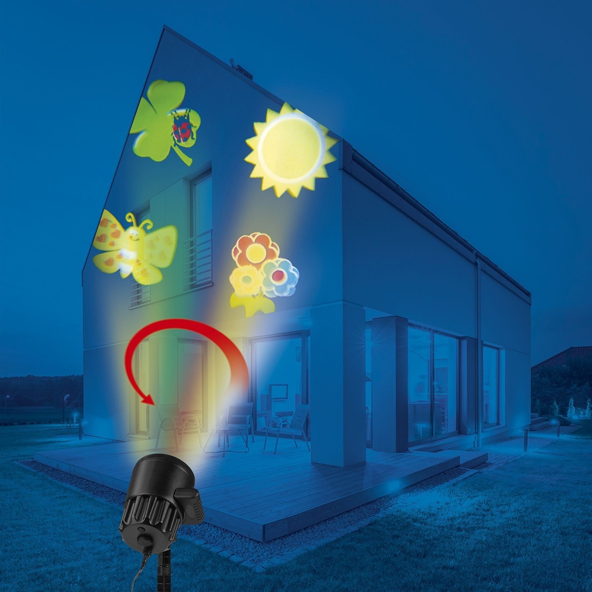 Innen/- Projektor, 7,5W EASYmaxx Motivstrahler Outdoor LED 7-tlg Starlight