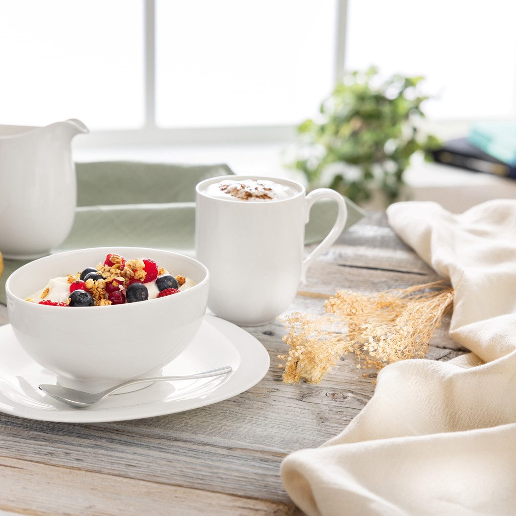Villeroy & Boch Tasse New Cottage Basic Latte Macchiato-Becher, 1-tlg., Porzellan, Premium Porcelain, mikrow.- & spülm.sicher, Made in Germany