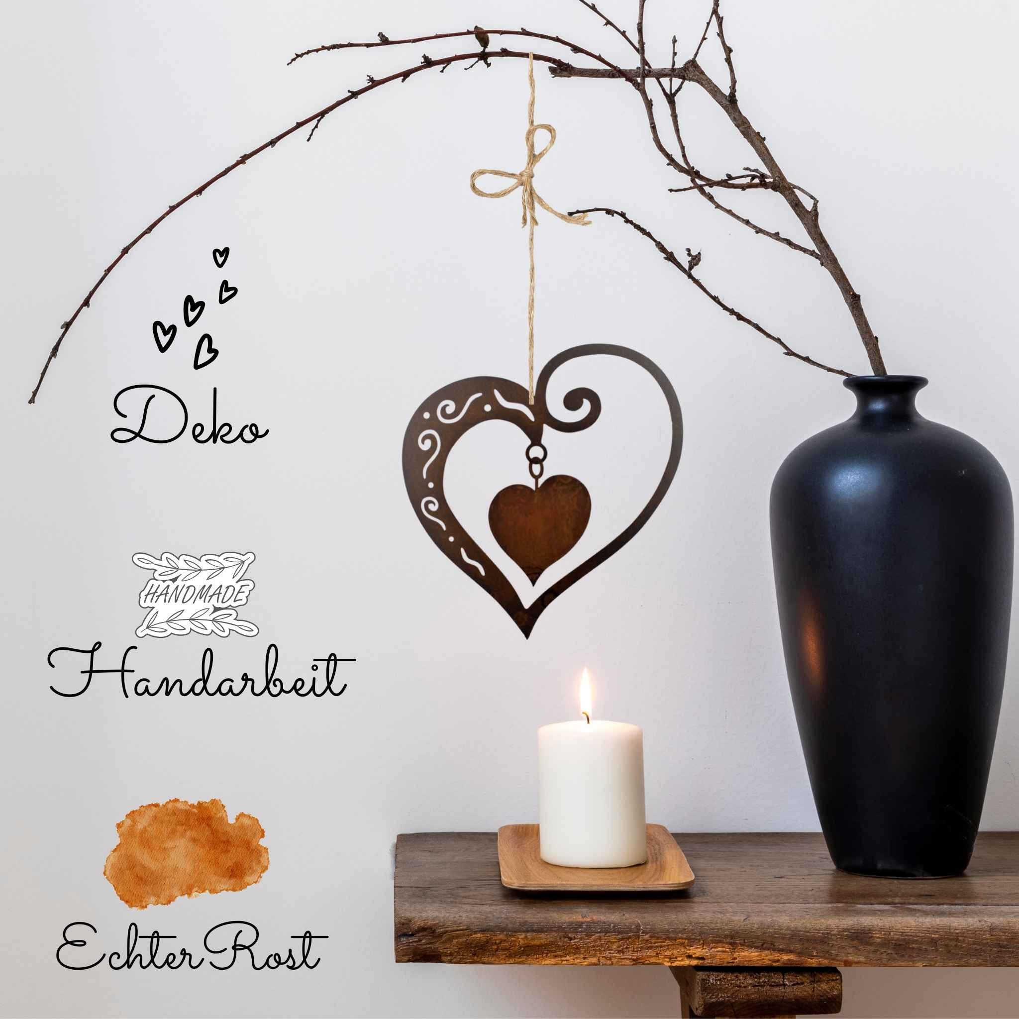 Rostikal Gartenfigur Rost Deko Herz, echter Rost