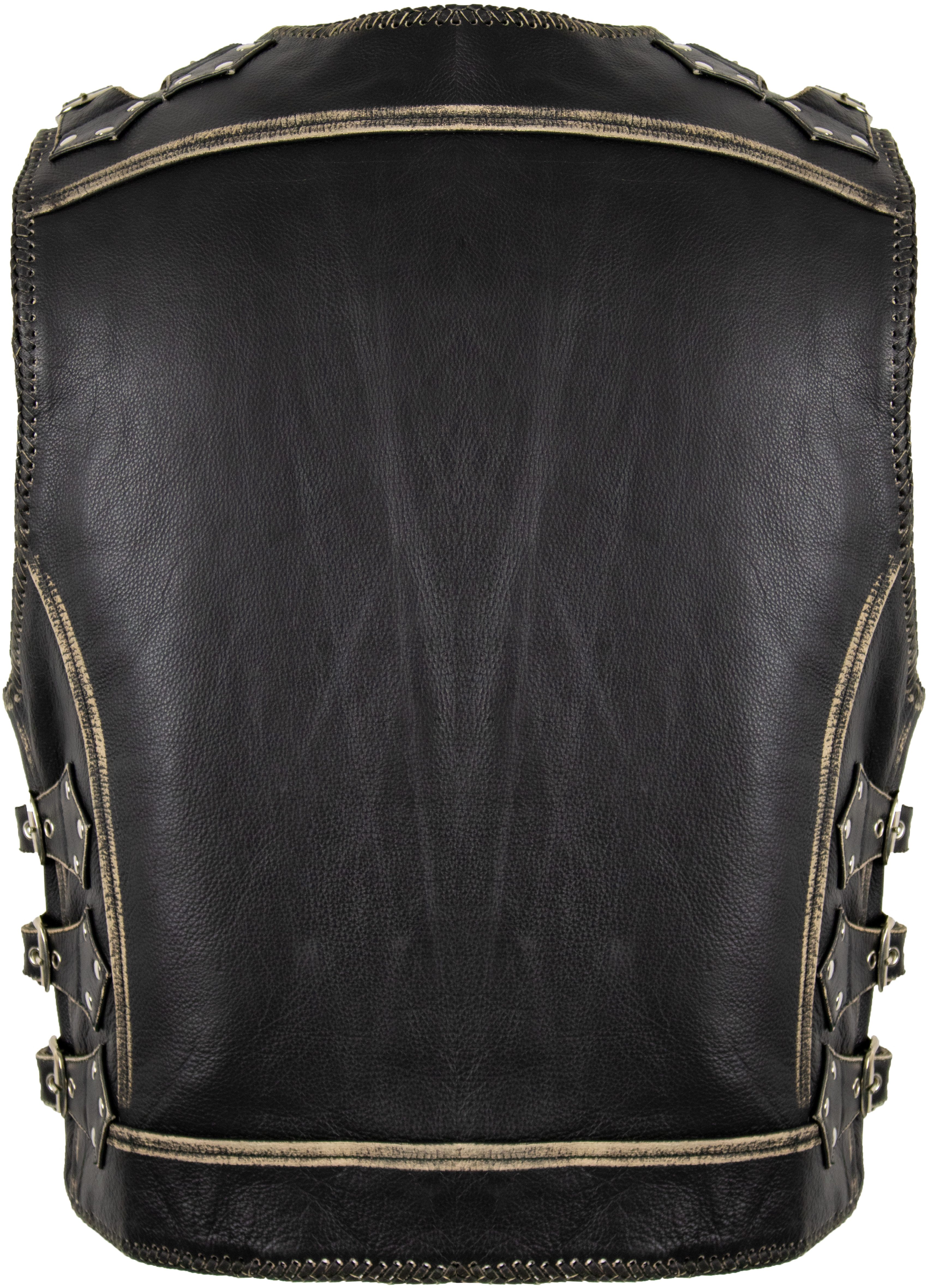 MDM Motorradweste Vintage Schnallen Biker Lederweste Kutte