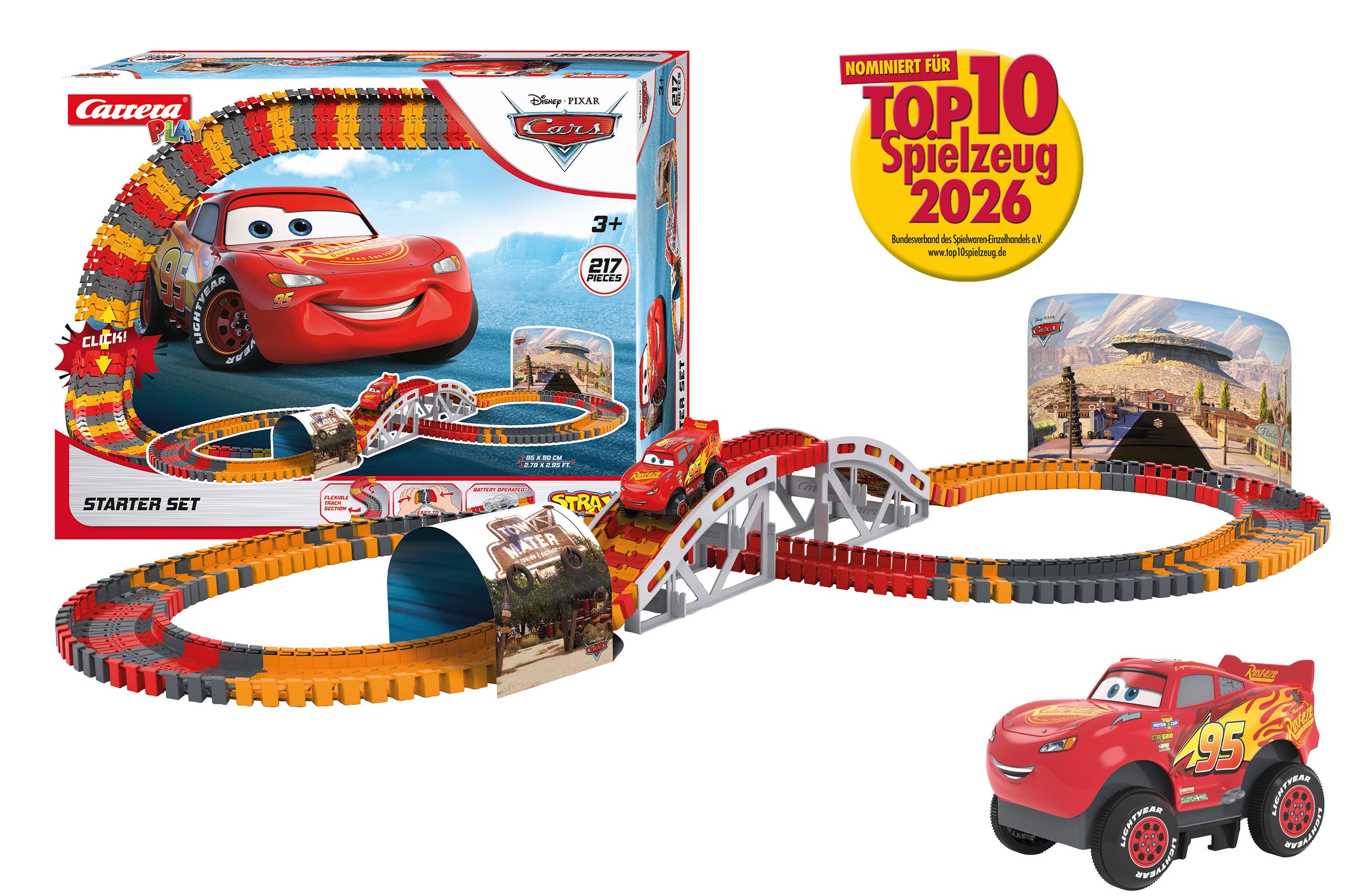 Carrera® Autorennbahn Carrera STRAX Disney Pixar Cars Starter Set zum Bauen und Spielen, (217-tlg), zum Bauen und Spielen