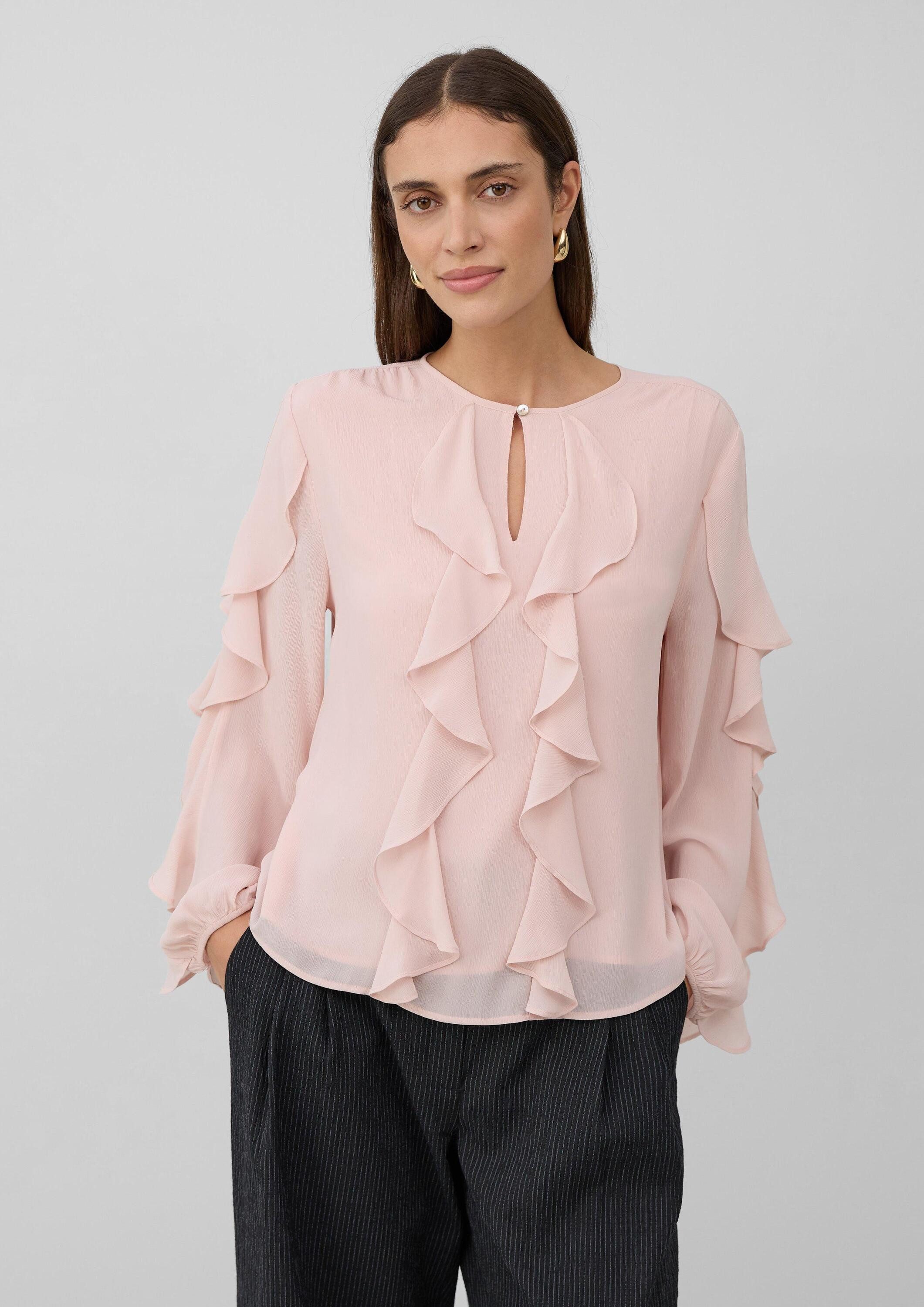 s.Oliver Langarmbluse Bluse Leichte Volant-Bluse mit günstig online kaufen