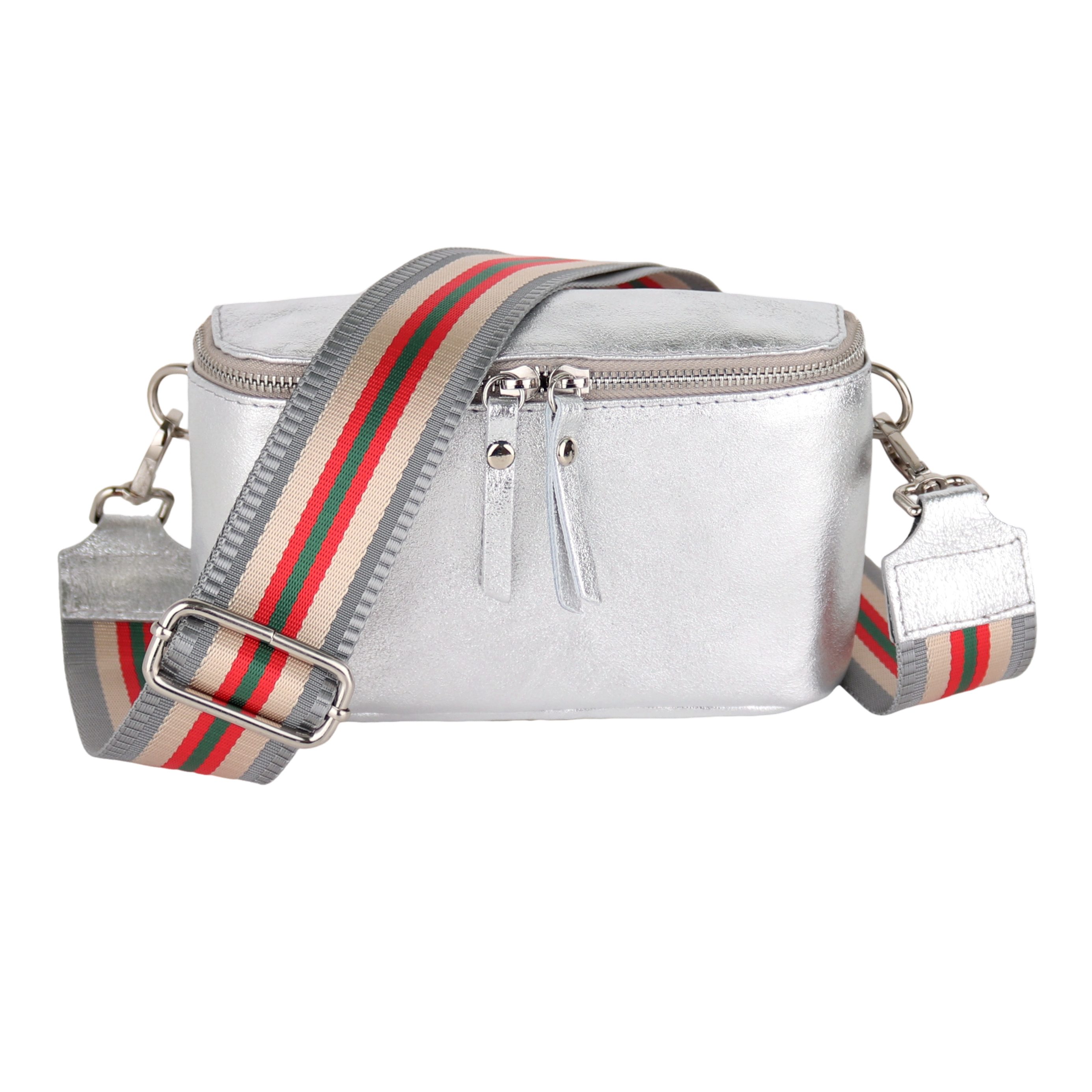 MIRROSI Bauchtasche Damen, Echtleder, Made in Italy, Umhängetasche, Brusttasche, (23x13x7cm); Schultertasche für jeden Anlass (1 Tasche & 2 Gurte), Crossbody Bag, gemusterten & verstellbaren Schulterriemen