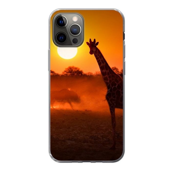 MuchoWow Handyhülle Giraffe - Sonne - Savanne Handyhülle Apple iPhone 12 Pro Smartphone-Bumper Print Handy