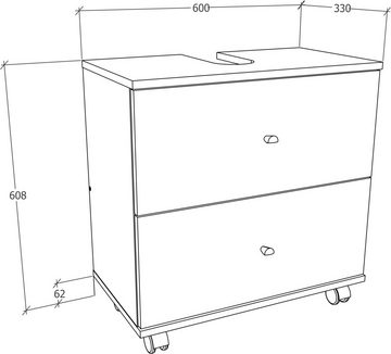 VCM Waschbeckenunterschrank Badmöbel Badunterschrank Rollen Schublade Nilosi L