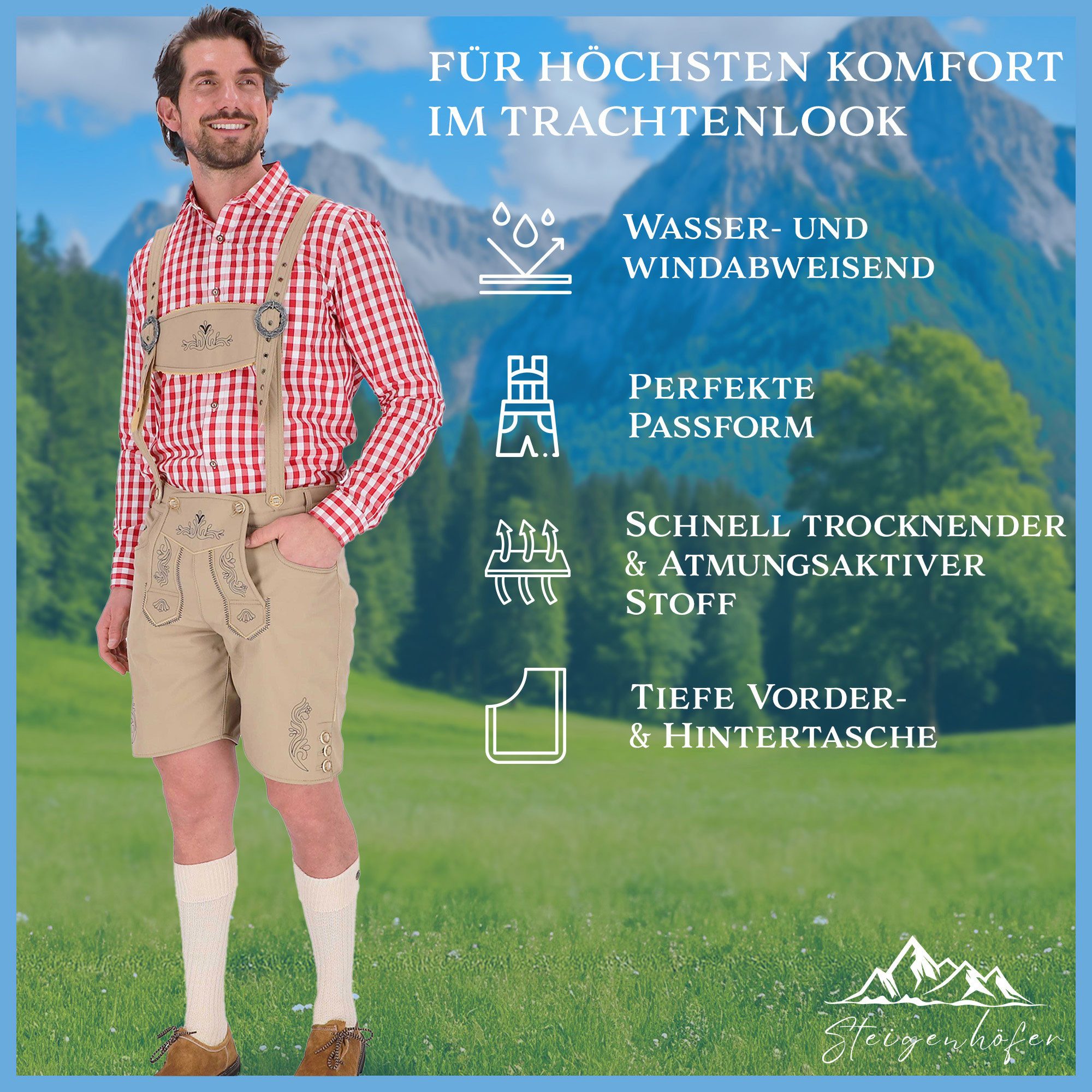 Steigenhöfer Manufaktur Trachtenhose Lukas Softshellhose mit Trägern – Lede günstig online kaufen