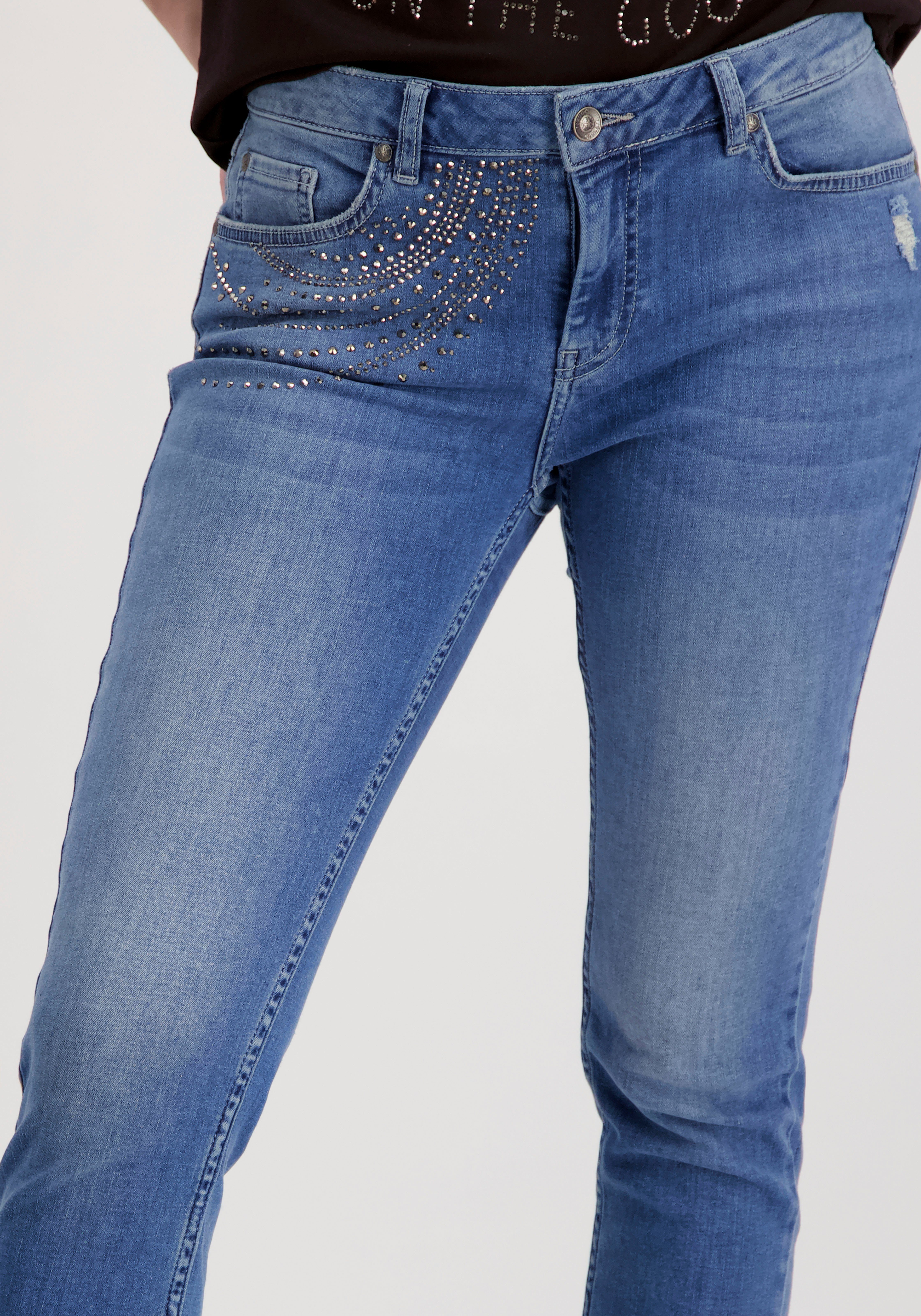 Monari 7/8-Jeans mit Fransensaum und Glitzersteinchen online kaufen | OTTO