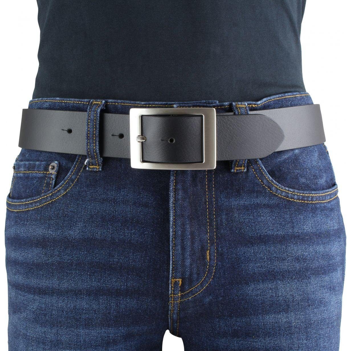 BELTINGER Ledergürtel Doppel-Schnalle Vollbüffelleder mit Silber 4 - Jeans-Gürte Jeansgürtel Braun, aus cm