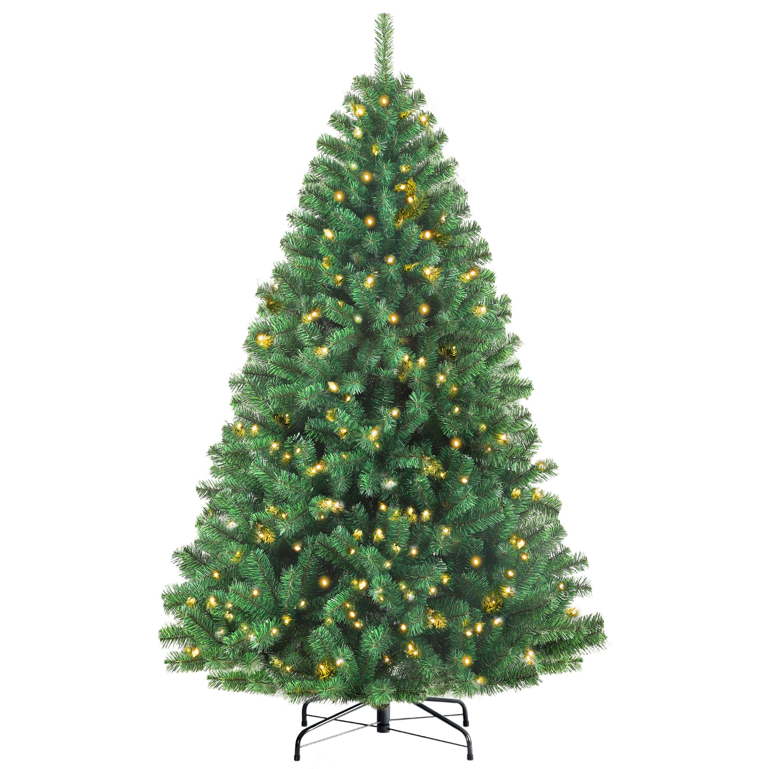 Sinaopus Künstlicher Weihnachtsbaum 120 cm Klassische Tannenform, PVC, warmgelbe LEDs, 8 Lichtmodi, Klassische Tannenform, dichte PVC-Zweige, warmgelbe Beleuchtung, 8 Lichtmodi, integrierte LEDs, formbare Zweige, Metallständer