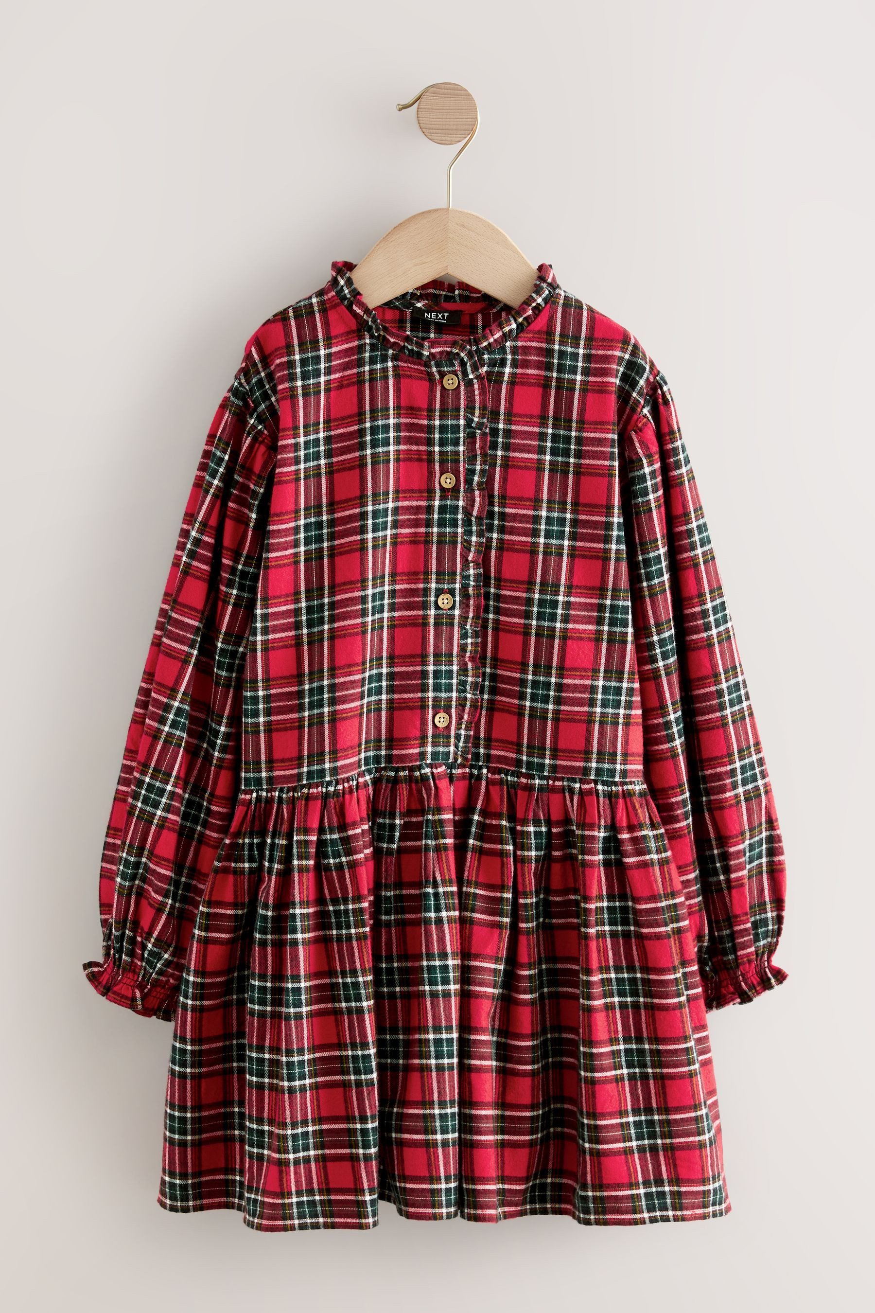 Next Hemdblusenkleid Kleid mit Knopfleiste und Karomuster (1-tlg)