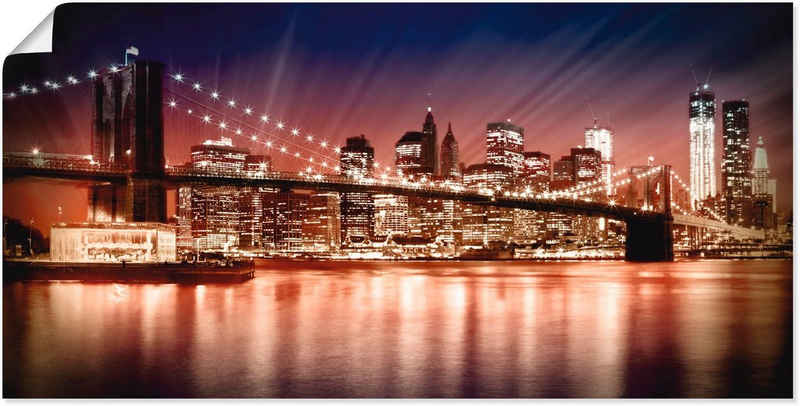 Artland Wandbild »Manhattan Sonnenuntergang«, Brücken (1 St), in vielen Größen & Produktarten - Alubild / Outdoorbild für den Außenbereich, Leinwandbild, Poster, Wandaufkleber / Wandtattoo auch für Badezimmer geeignet