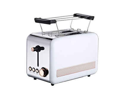 COFI 1453 Тостеры Retro 2-ScheibenToaster Toastautomat 850 Watt weiß rosegold