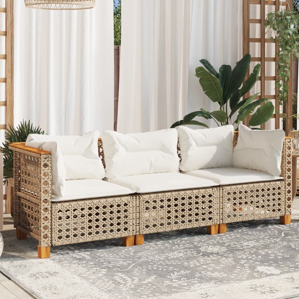 vidaXL Loungesofa Gartensofa mit Kissen 3-Sitzer günstig online kaufen