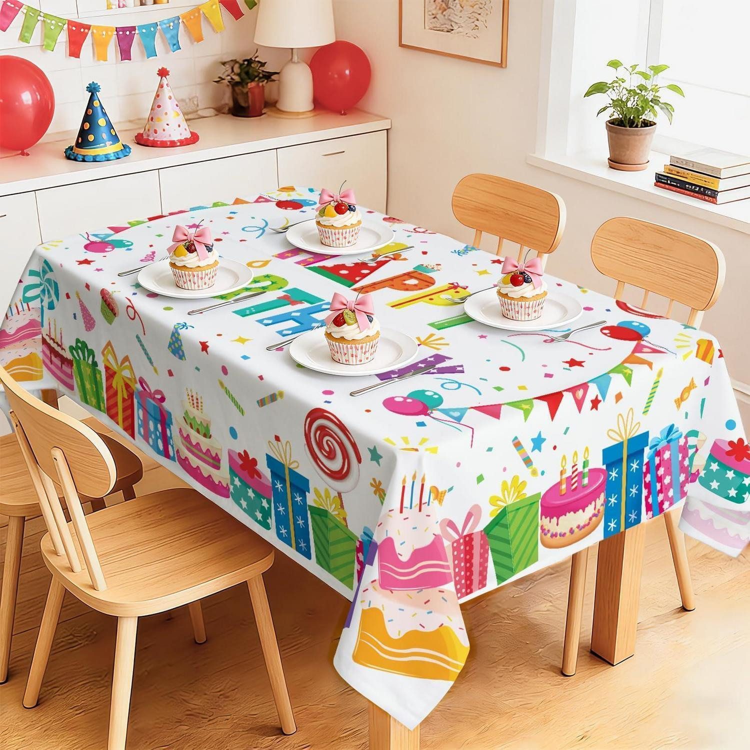 LuxusKollektion Tischdecke Tischdecke Geburtstag 152x213cm Weiss (1-tlg)