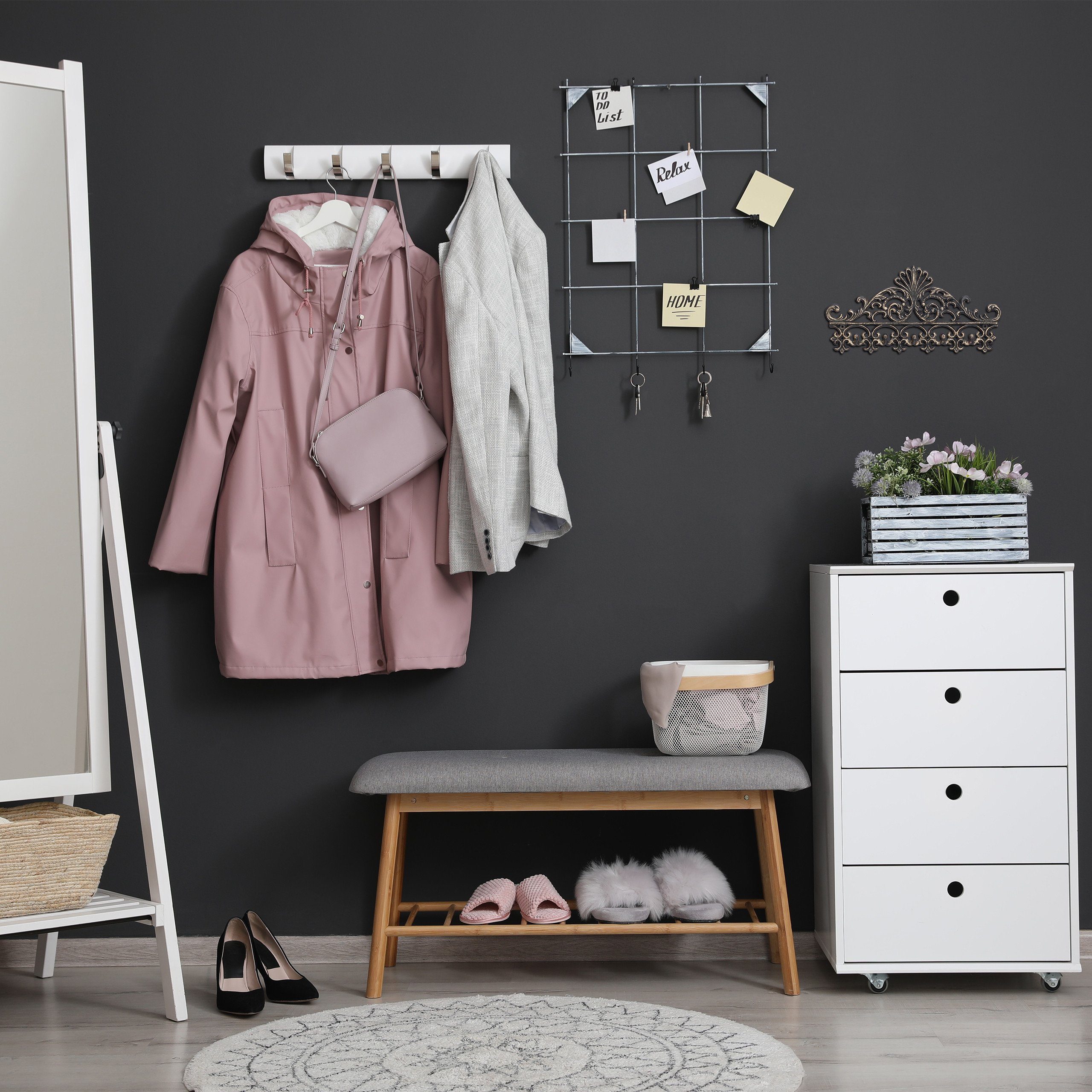 relaxdays Garderobenpaneel Garderobenleiste Gusseisen, Bronze günstig online kaufen