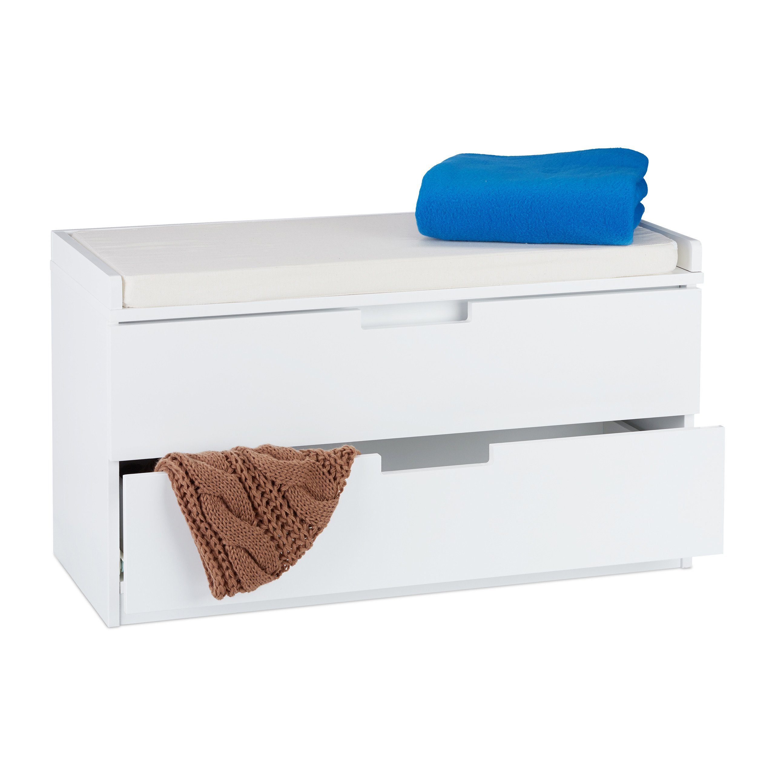 relaxdays Sitztruhe Sitzkommode mit 2 Schubladen günstig online kaufen