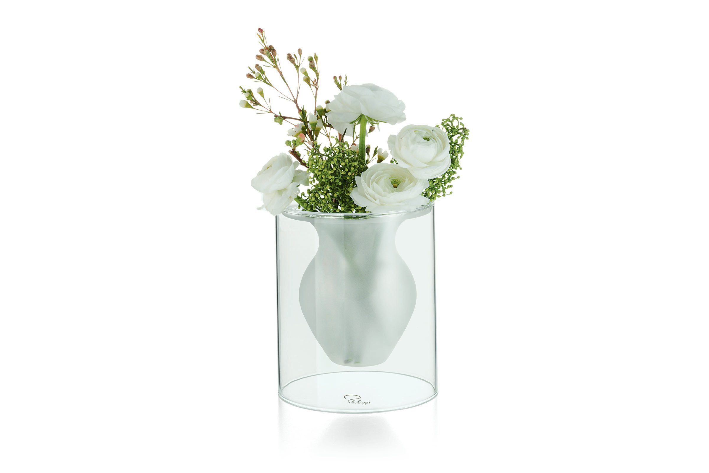 PHILIPPI Kugelvase, Glas, mundgeblasen in Glasröhre
