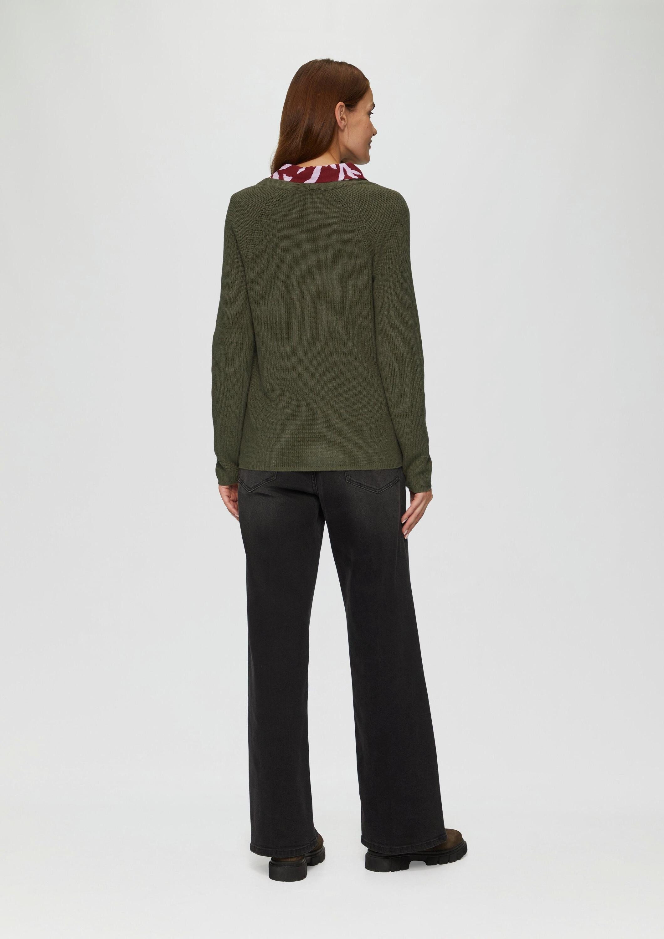 s.Oliver Longpullover Strickpullover Strickpullover mit V-Ausschnitt aus Baumwollmix