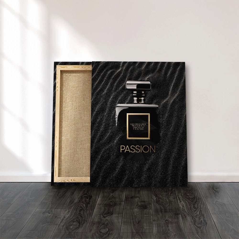 DOTCOMCANVAS® Leinwandbild, SAND, Leinwandbild Passion schwarzer Rahmen Pure Parfum Premium - Motiv
