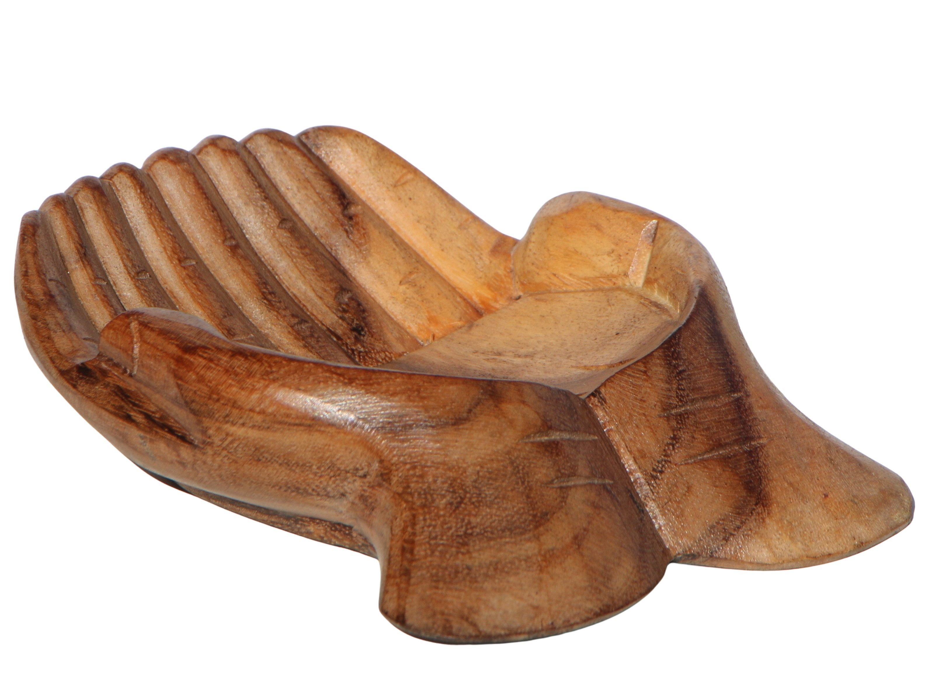 Dekoschale Holz-Schale Hände Schmuck-Schale Snackschale Dekoration