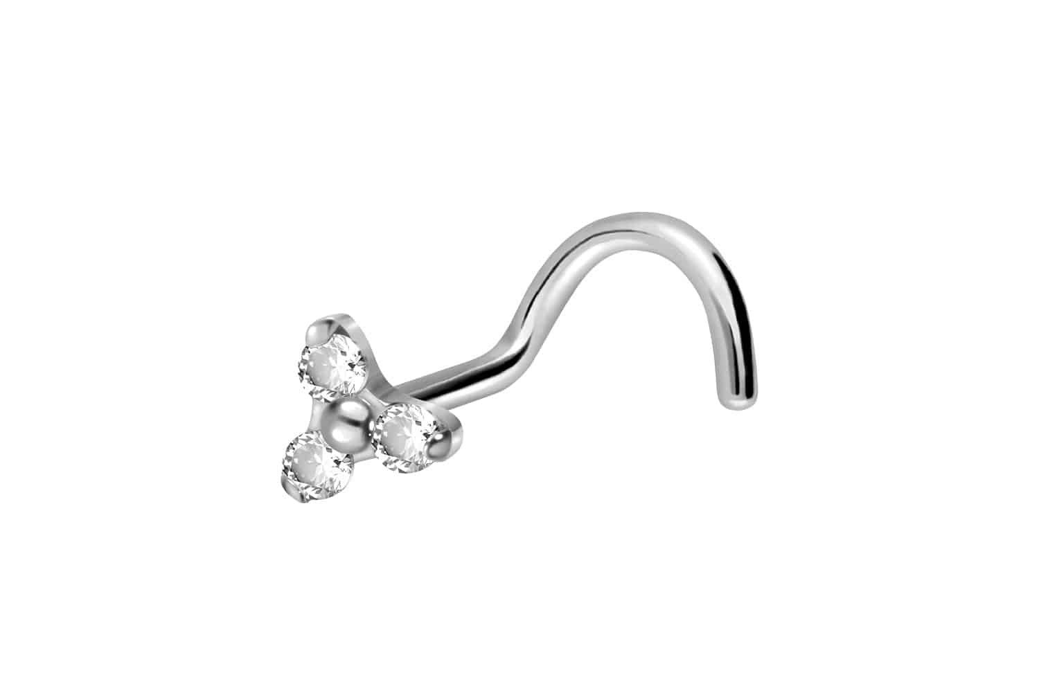 Nasenpiercing Titan Nasenstecker Spirale KRISTALLBLUME