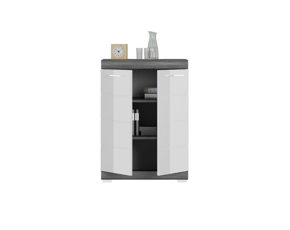 xonox.home Sideboard Sideboard Kommode Scout 4, weiß Hochglanz / rauchsilber