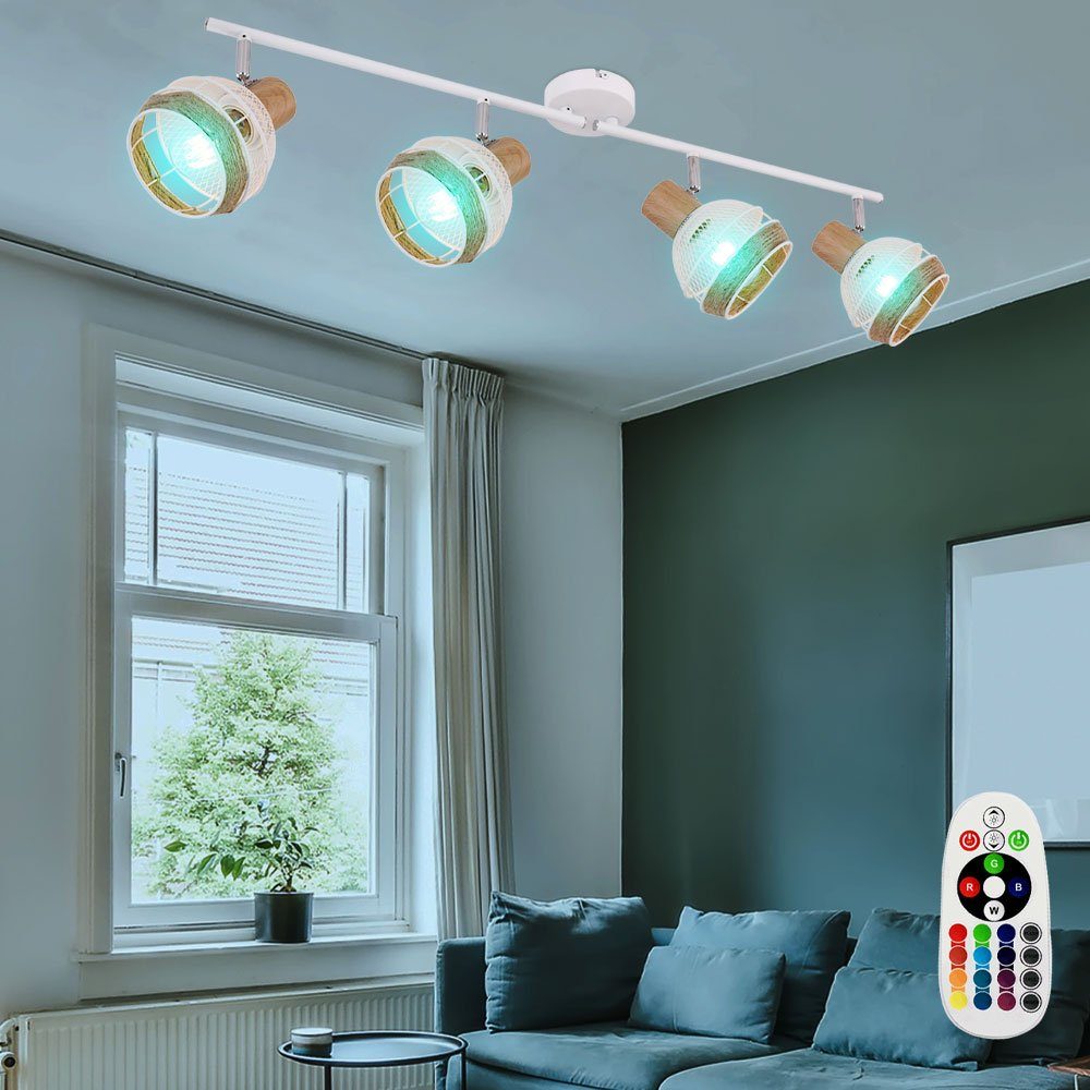 RGB LED Decken Strahler DIMMER Fernbedienung Glas Holz Lampe Spots schwenkbar 
